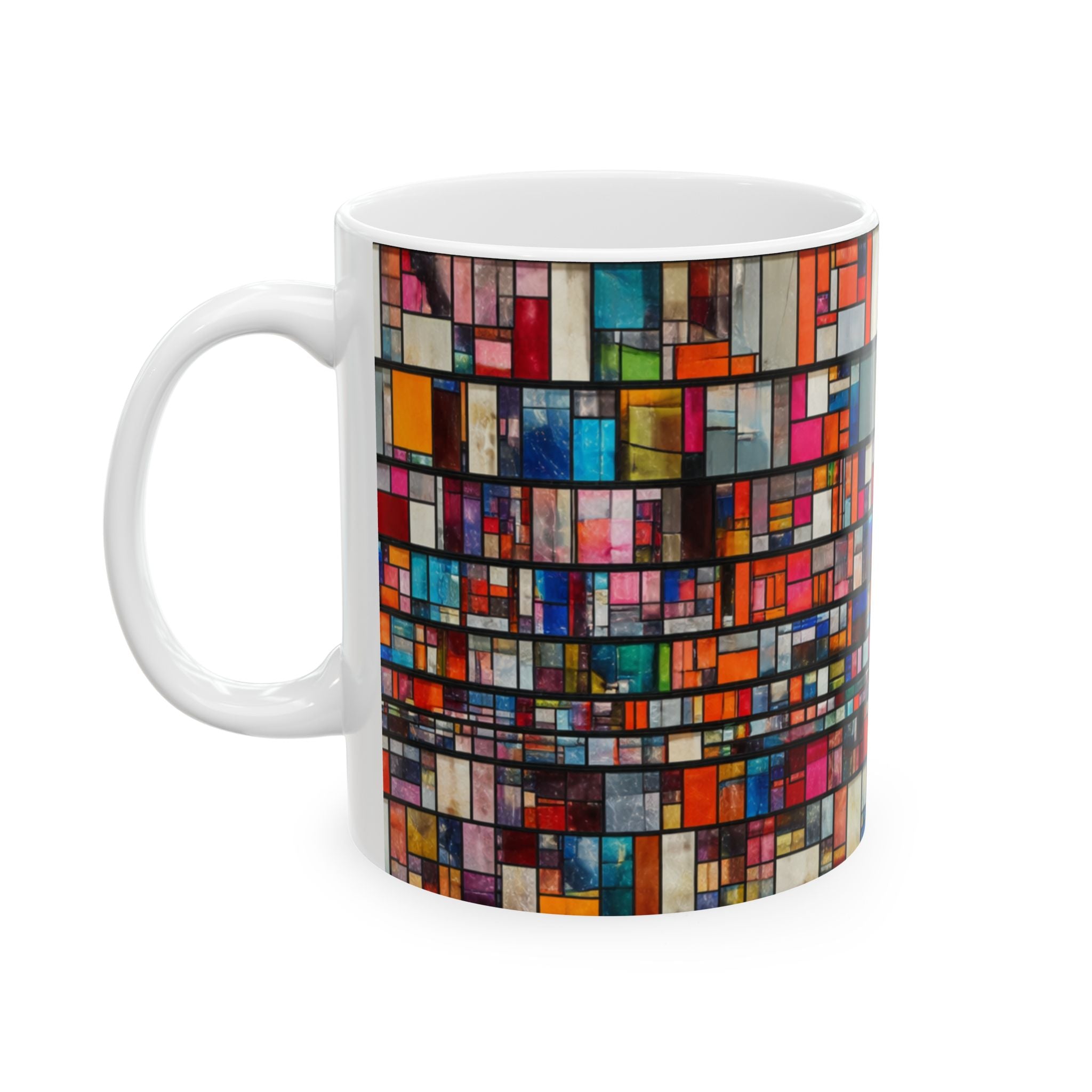 DUMBO Brooklyn Mosaic Water Tower Mug | Colorful Geometric Ceramic Mug 11oz