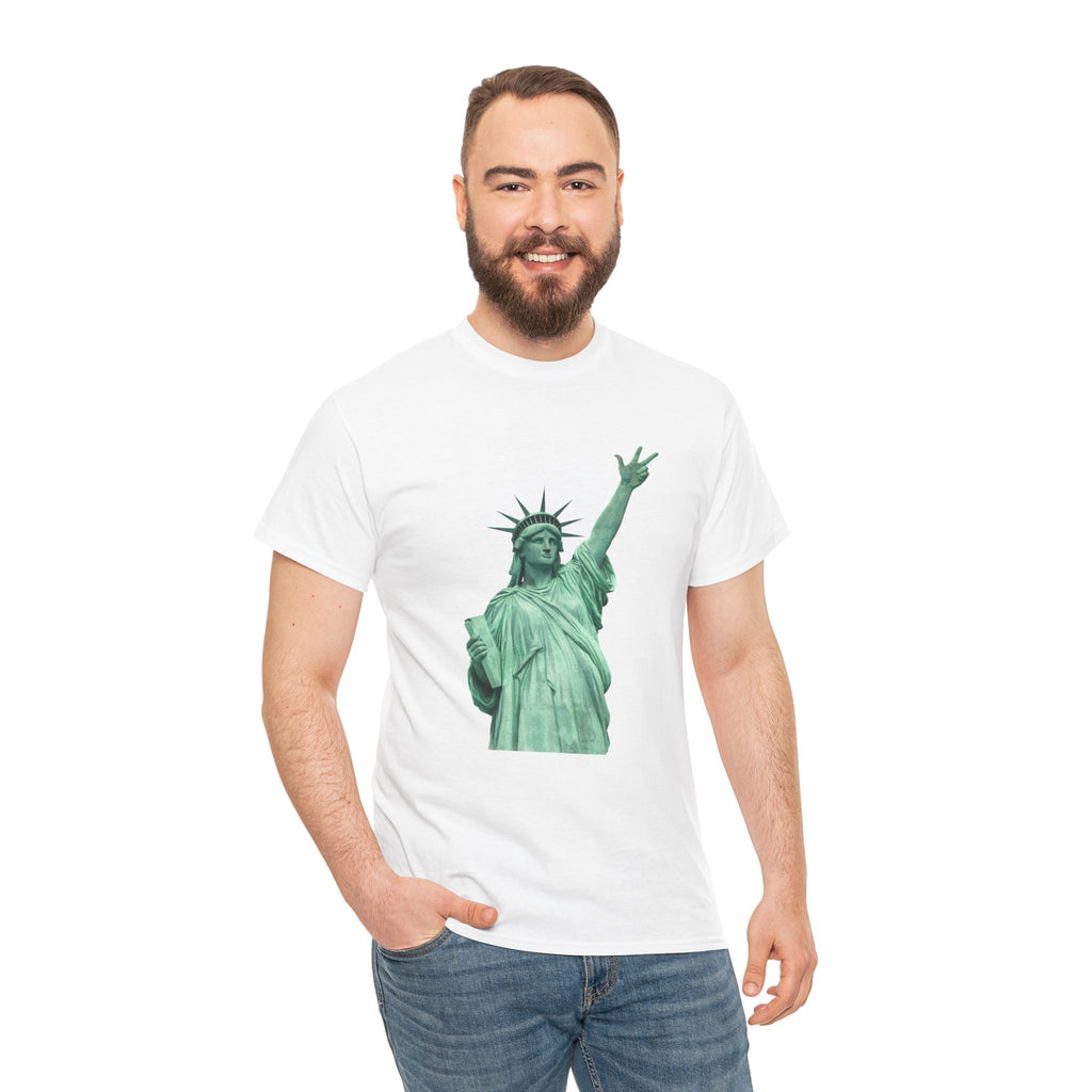 Customizable Statue of Liberty Three Points T-Shirt | NYC Jalen Brunson Basketball 3 Point Shot Tee