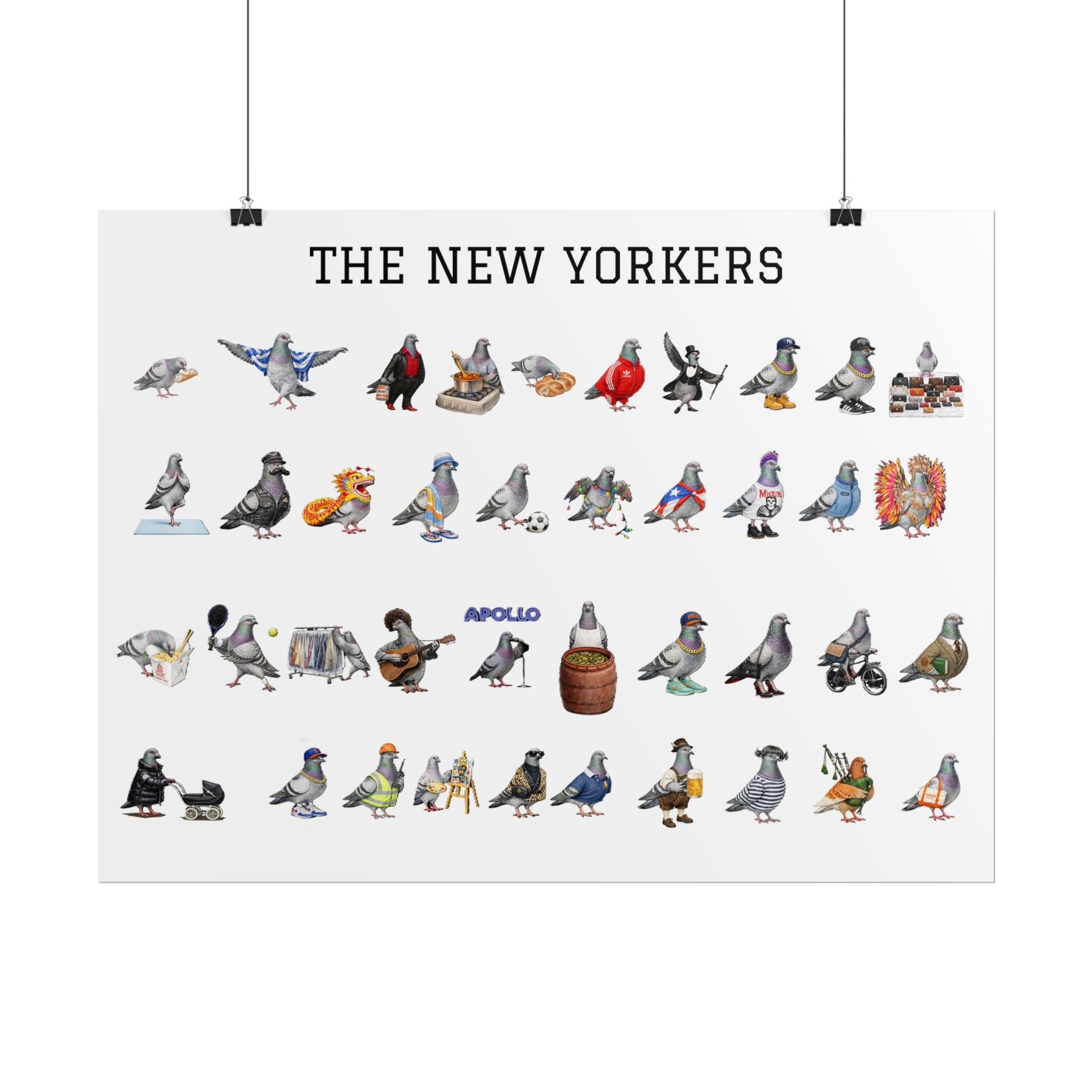 The New Yorkers Neighborhood Pigeons Rolled Poster | NYC Pigeon Gift for Bird Lovers