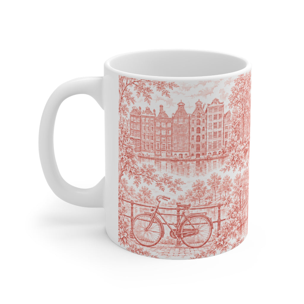 Amsterdam Red Toile de Jouy Ceramic Mug — (11oz; Ships from Europe)