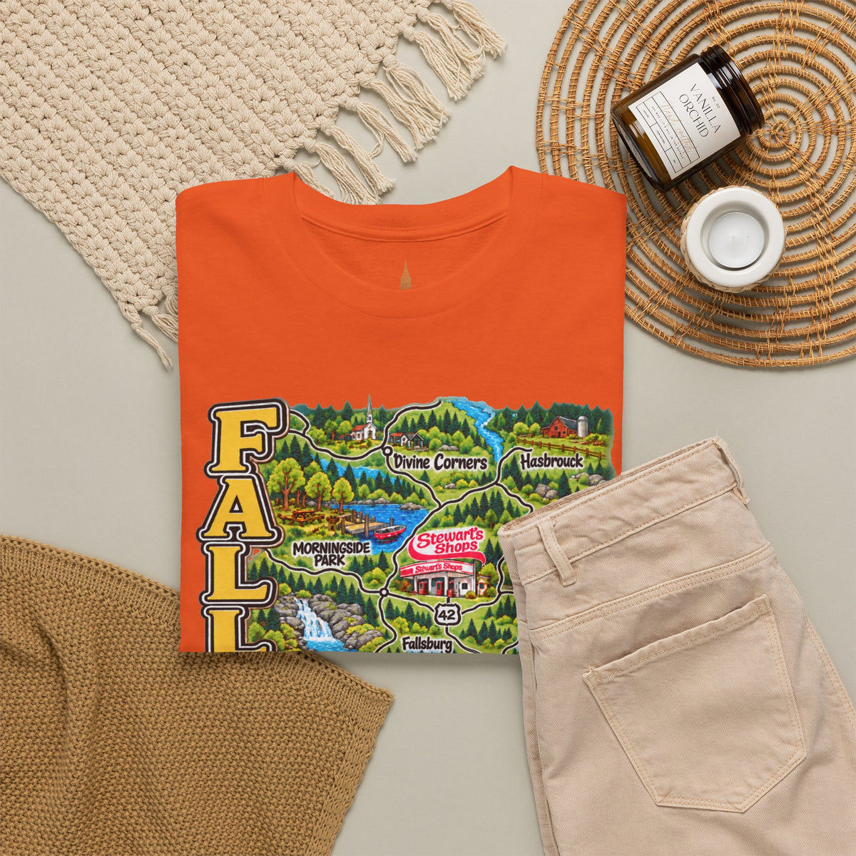 Fallsburg, NY Map T-Shirt  Catskills Upstate New York Tee