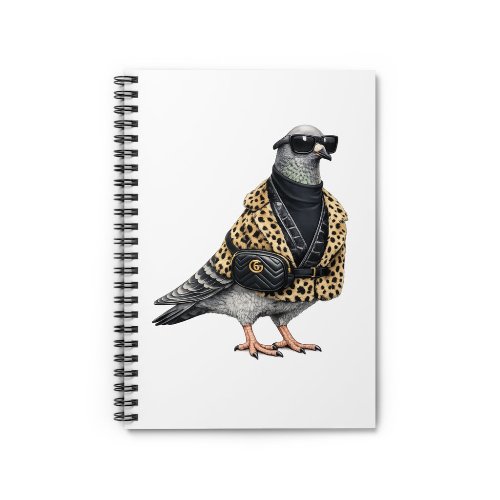 Customizable Staten Island NYC Pigeon Spiral Journal | Leopard Print Bird Lovers Notebook