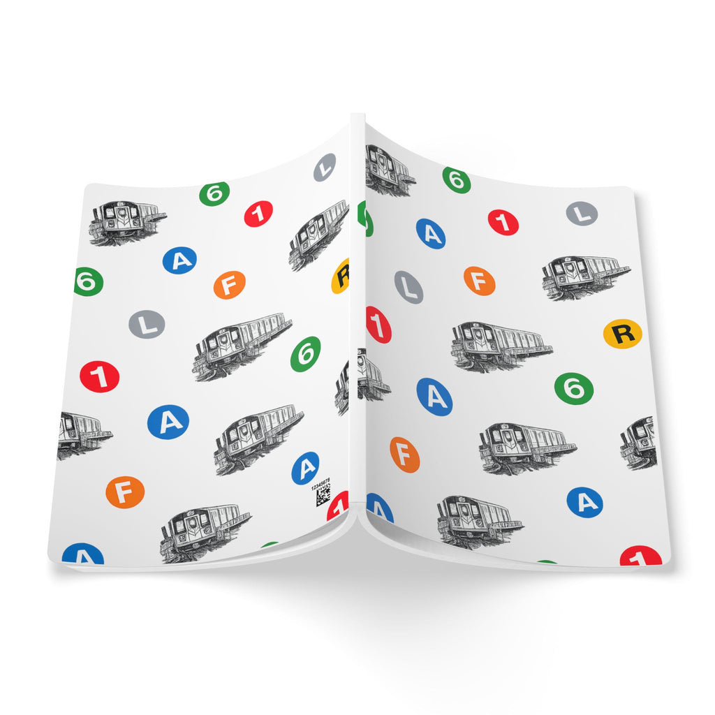 New York Subway Train Transit Icons  Pattern Journal | NYC Metro Subway Pattern Softcover Notebook