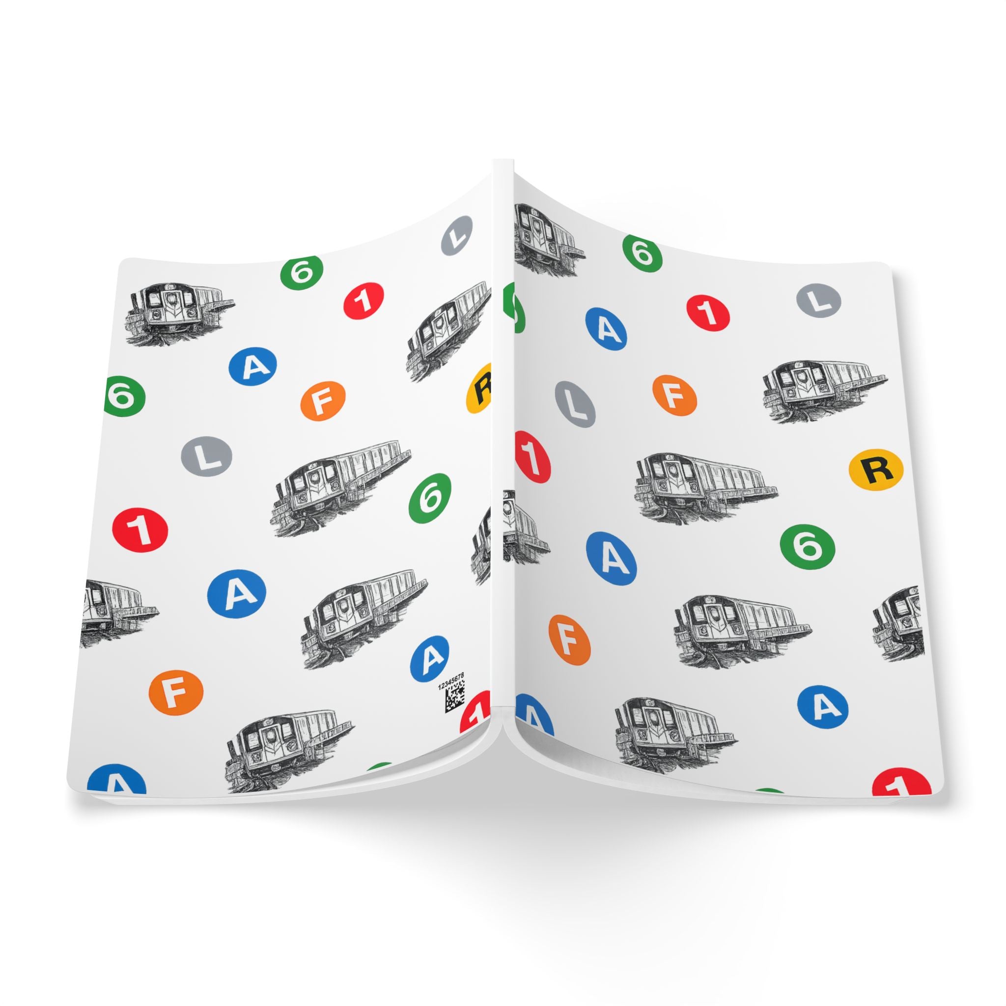 New York Subway Train Transit Icons  Pattern Journal | NYC Metro Subway Pattern Softcover Notebook