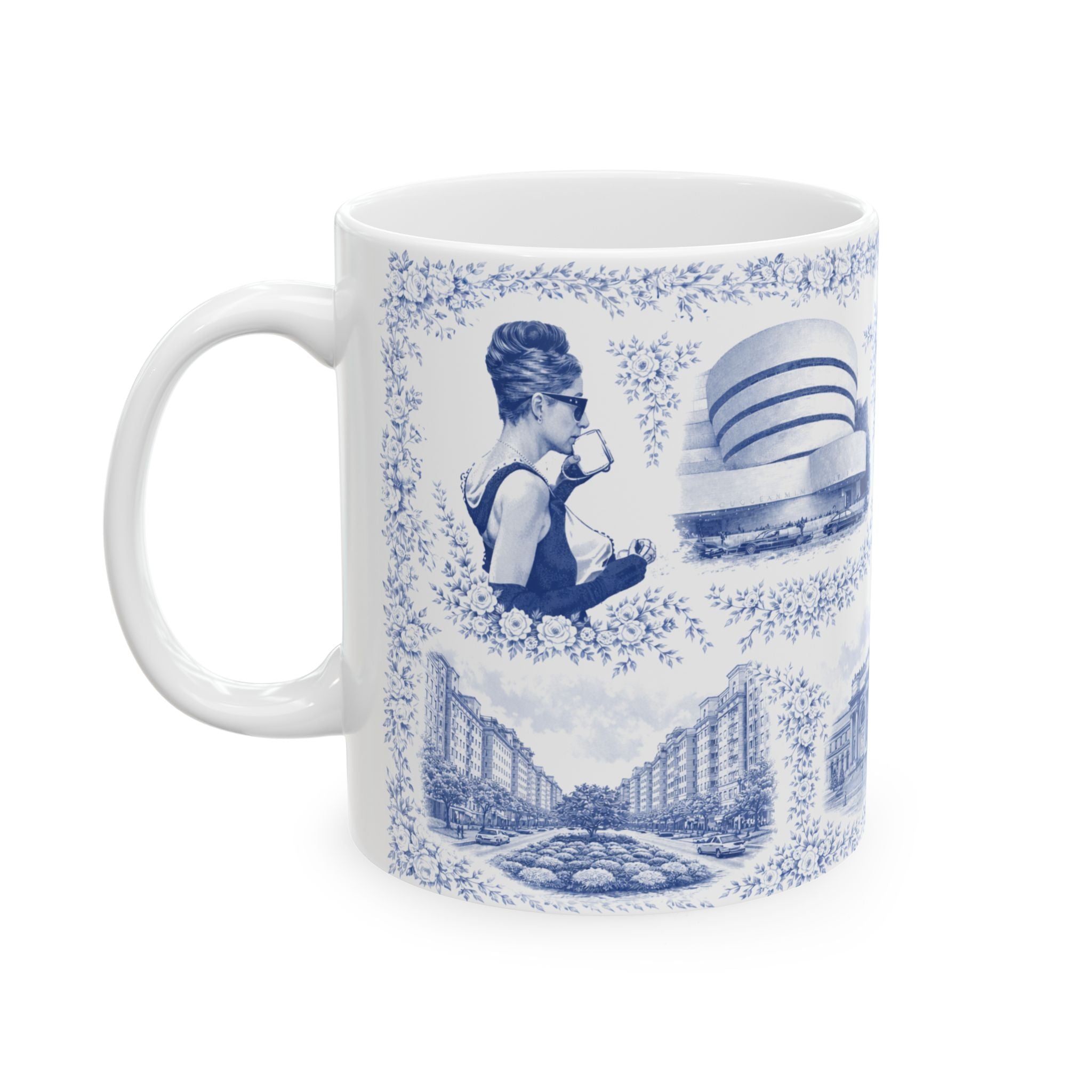 Upper East Side Blue and White Toile de Jouy Mug | New York Chinoiserie Ceramic Mug