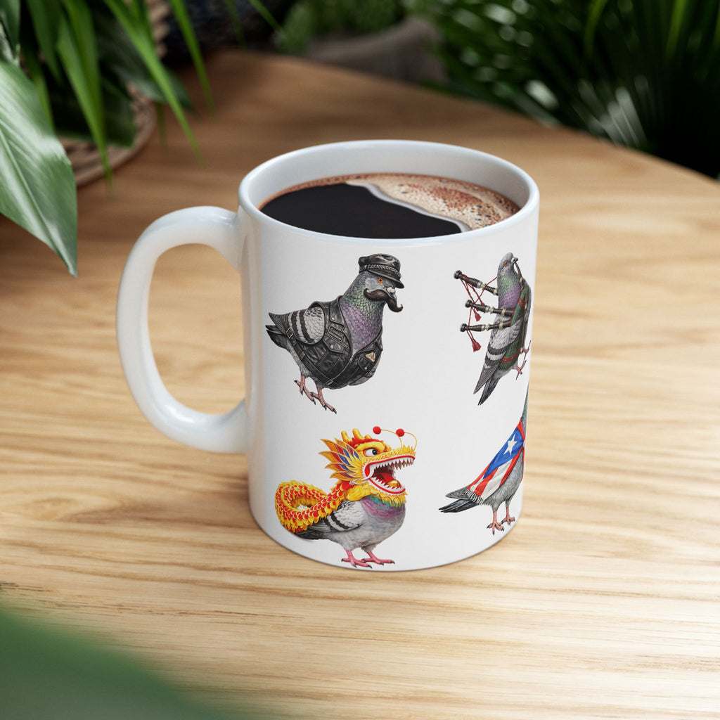 Parade Day New York | NYC Pigeon 11oz Party Time Mug  St. Patrick's Day, Bastille Day, West Indian Day, Puerto Rican Day, Oktoberfest, Dominican Day, Chinese New Year, Gay Pride