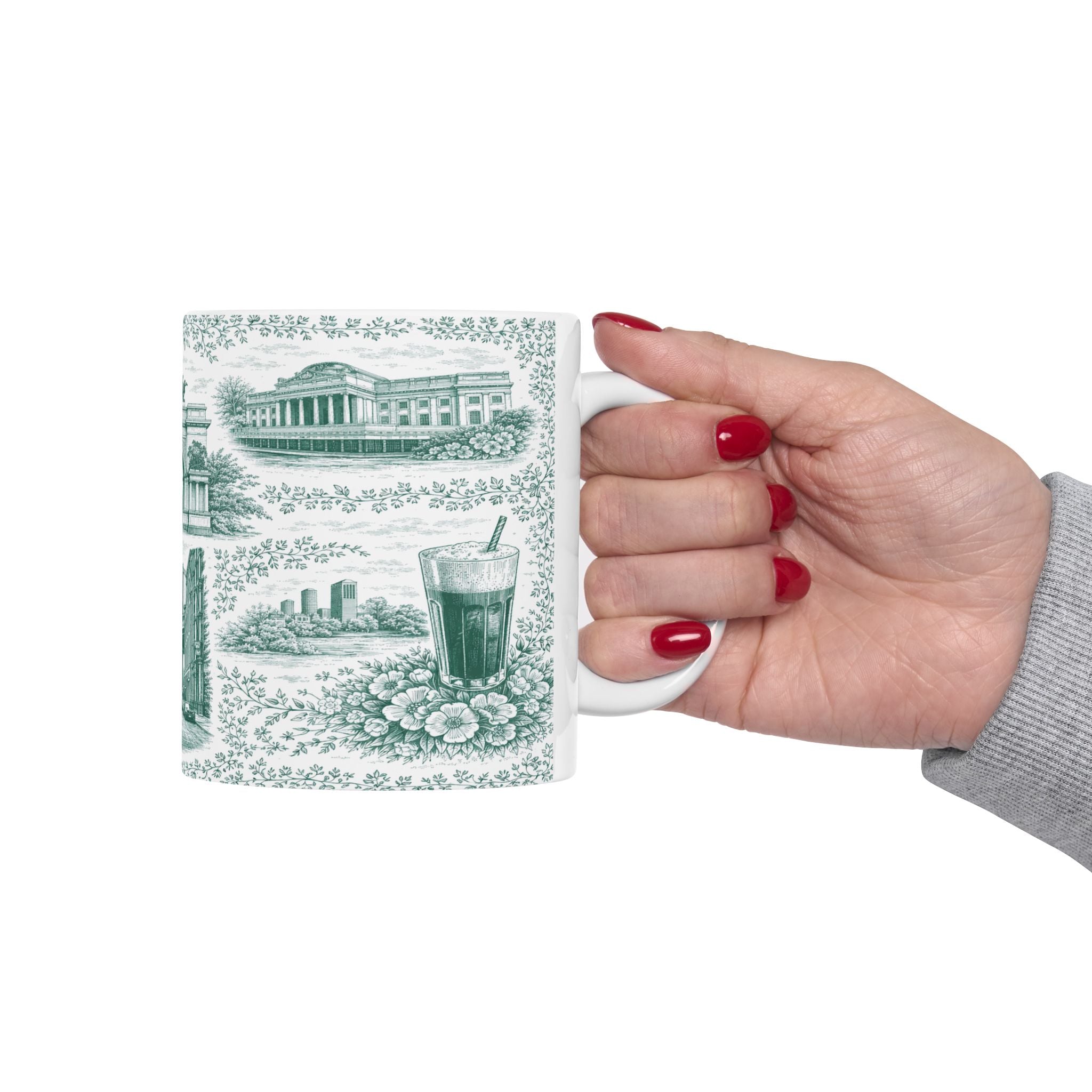 Brooklyn Green Toile de Jouy Mug | NYC Chinoiserie Ceramic Mug