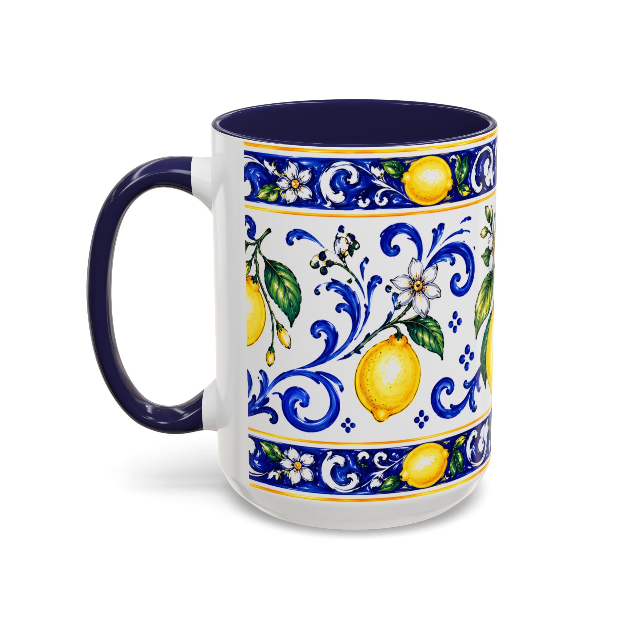 Little Italy Amalfi Blue with Lemon Mug — Blue Ceramic Kitchen Mug (11oz)