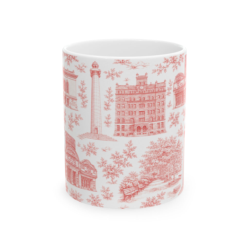 Fort Greene Red Toile de Jouy Mug | NYC Chinoiserie Ceramic Coffee Cup