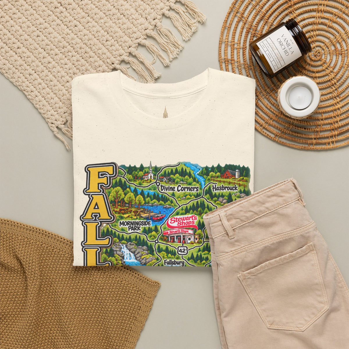 Fallsburg, NY Map T-Shirt  Catskills Upstate New York Tee