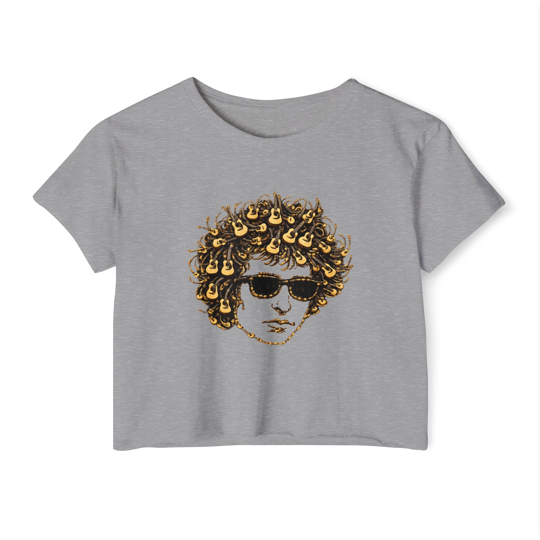Guitar Bob Dylan Crop Top T-shirt   Music Tee