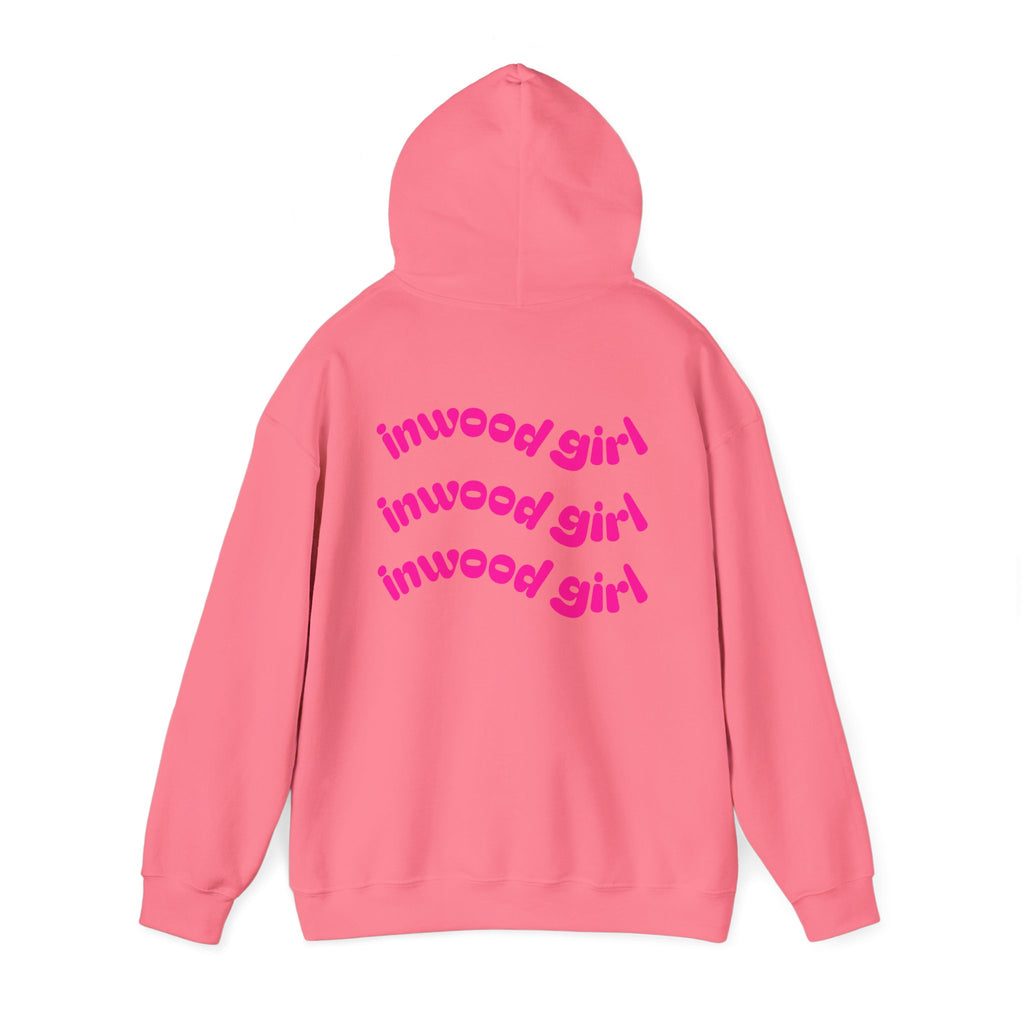 Inwood Girl Hoodie – Retro Pink Wave Back Print Hooded Sweatshirt