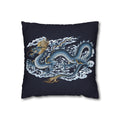 Chinatown Blue Dragon Square 16" x 16" Pillowcase – Dark Blue Decorative Throw Pillow Cover (Pillow Not Included)