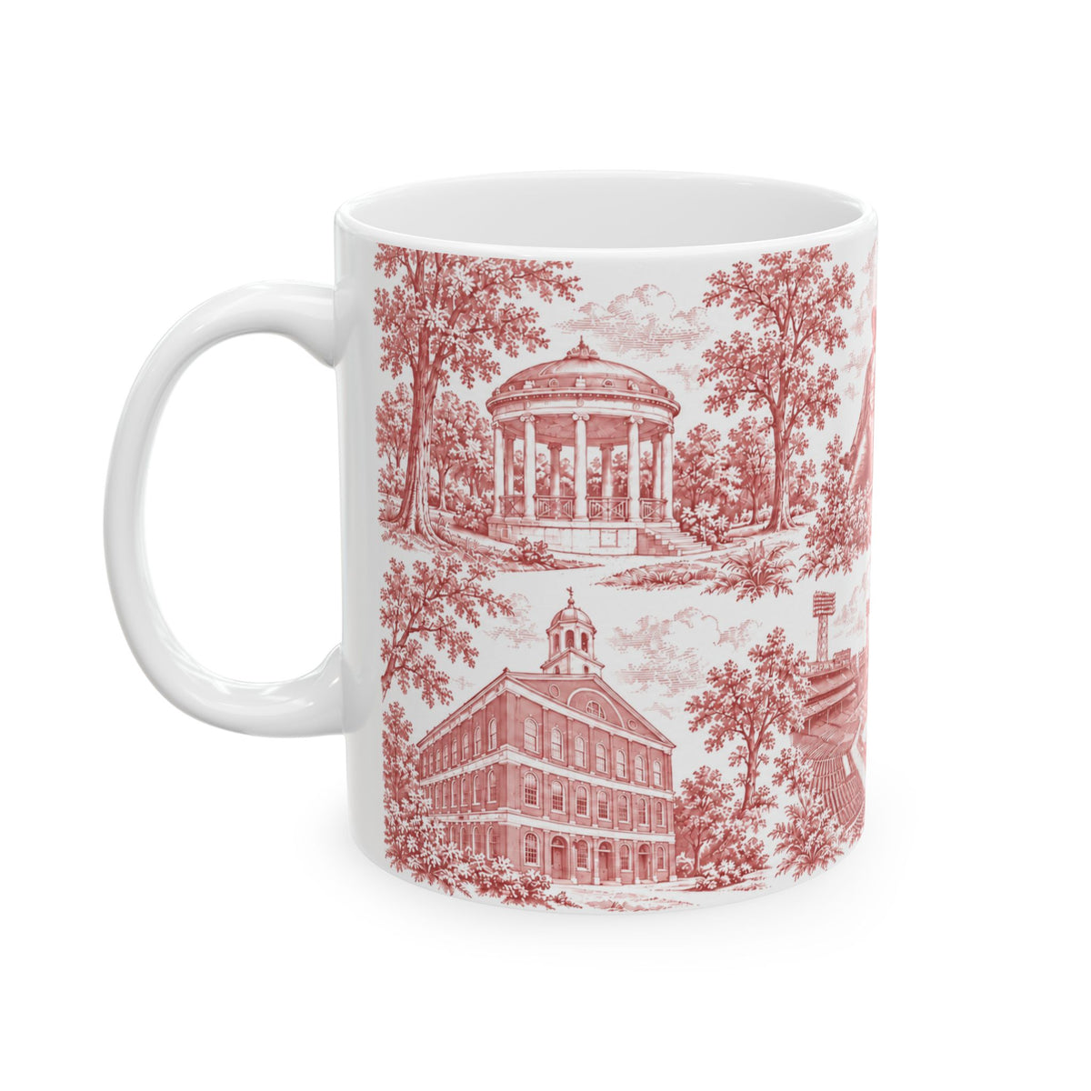 Boston Red Toile de Jouy Ceramic Mug – Boston Chinoiserie (11oz)