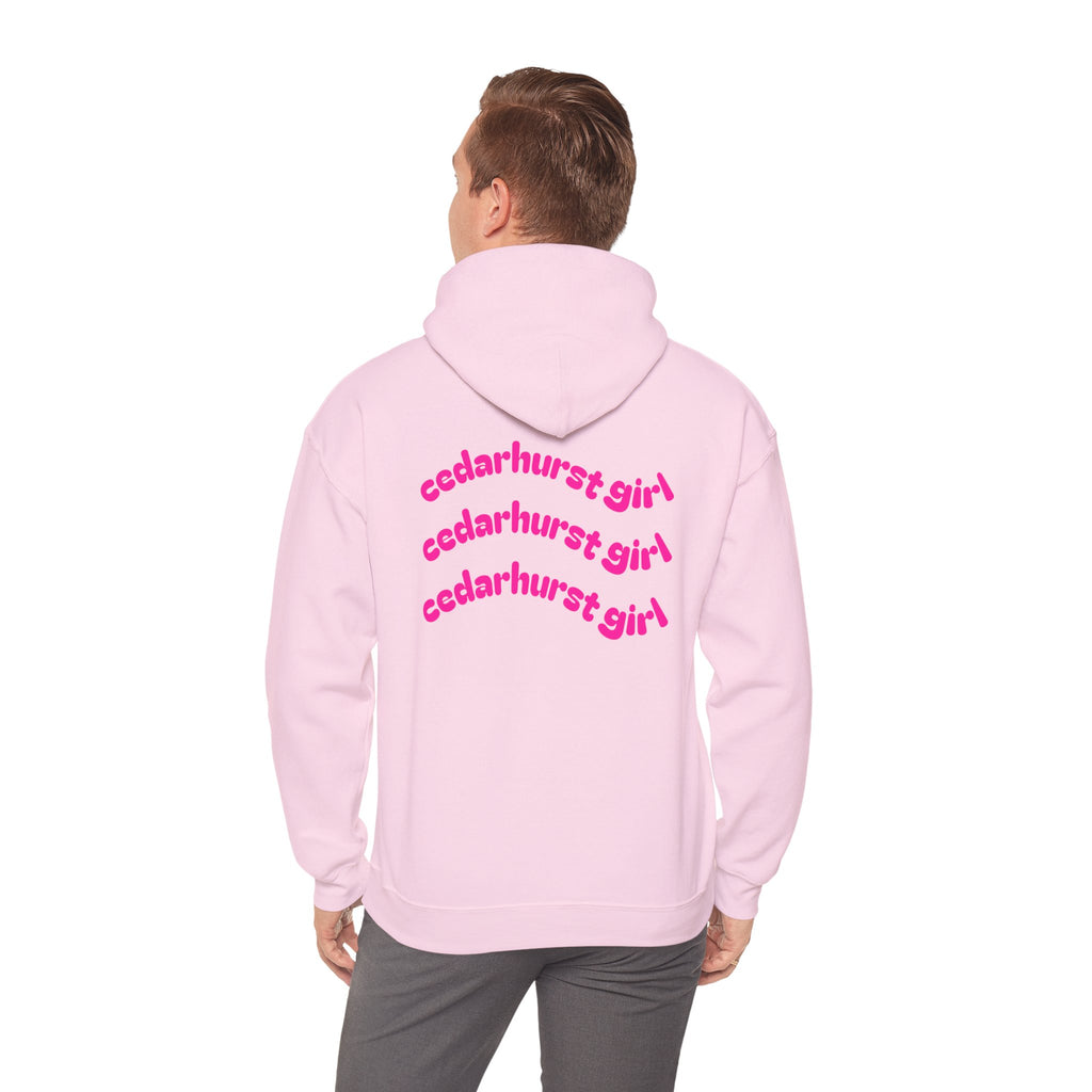 Cedarhurst Girl Hoodie – Retro Pink Wave Back Print Hooded Sweatshirt