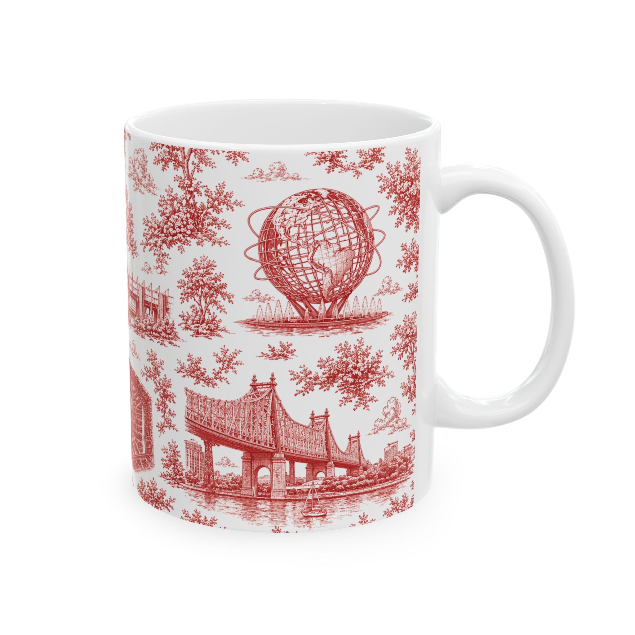 Queens Red Toile de Jouy Mug | Chinoiserie Ceramic Coffee Cup