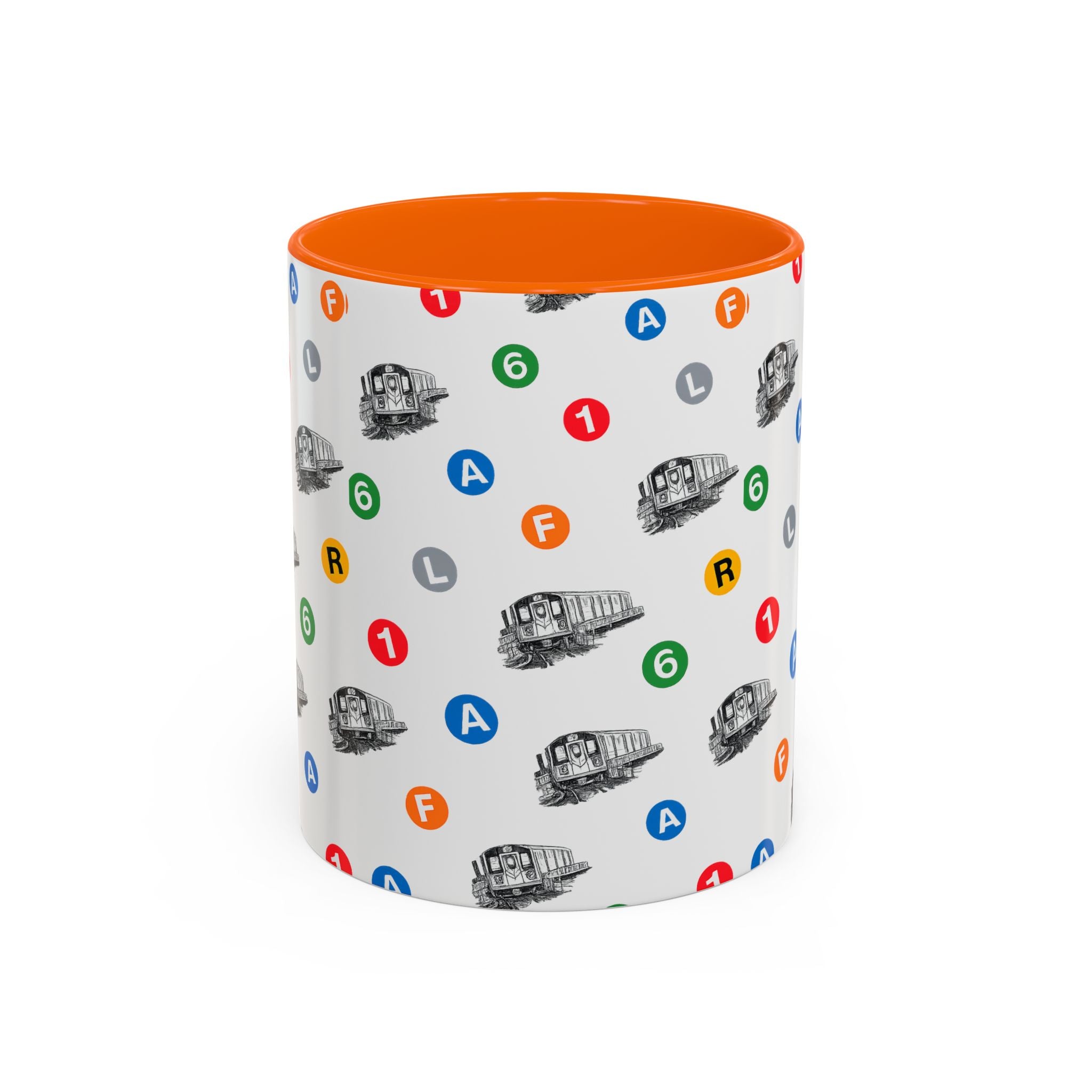 New York Subway Train Transit Icons Mug | NYC Metro Subway Pattern Accent Coffee Tea Mug 11oz