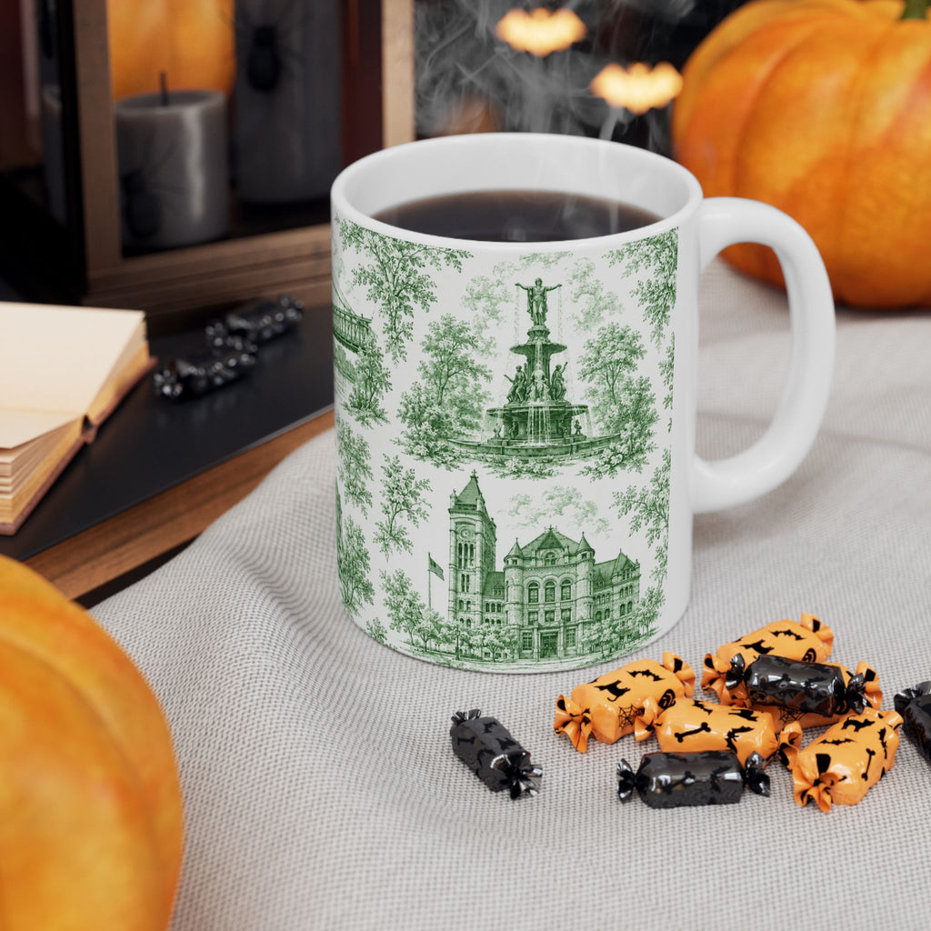 Cincinnati Blue Toile de Jouy Ceramic Mug — Coffee mug 11oz
