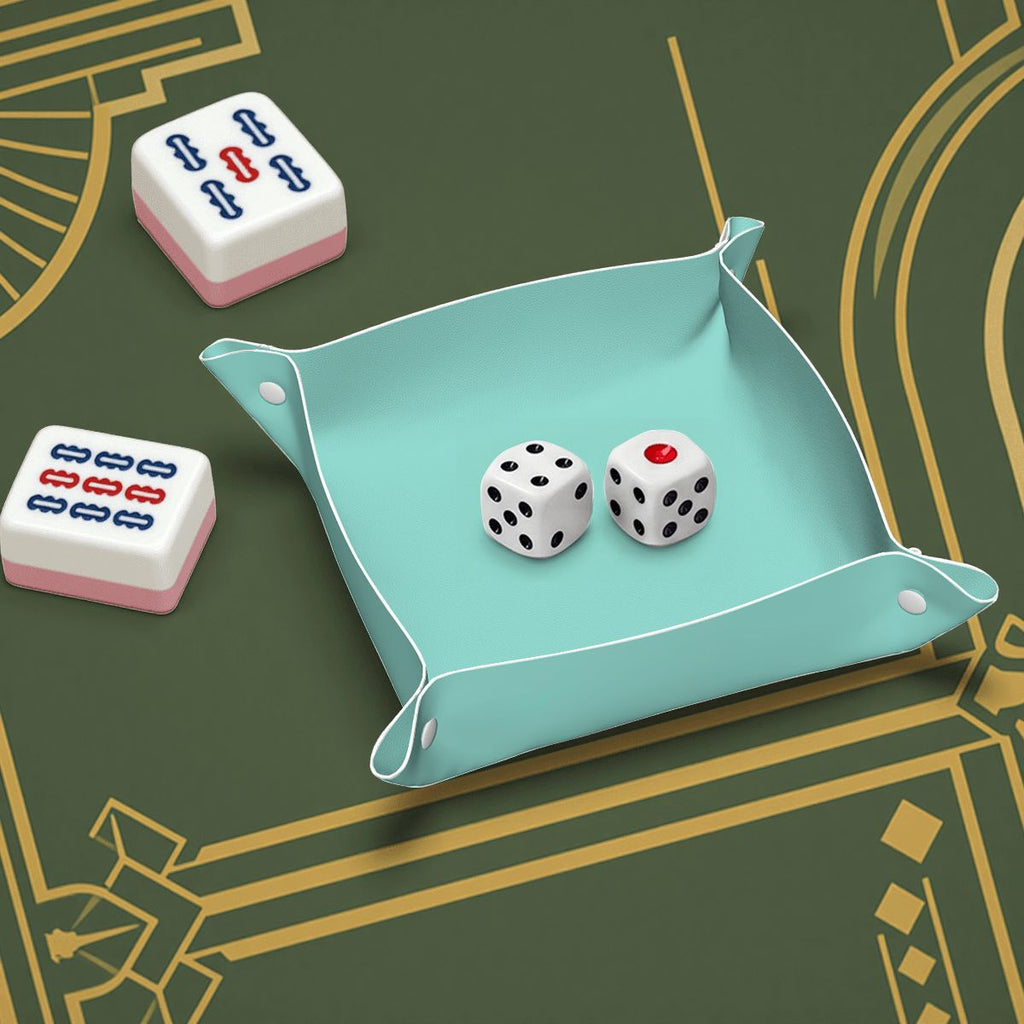 Robin's Egg Blue PVC Leather Mahjong Dice Tray