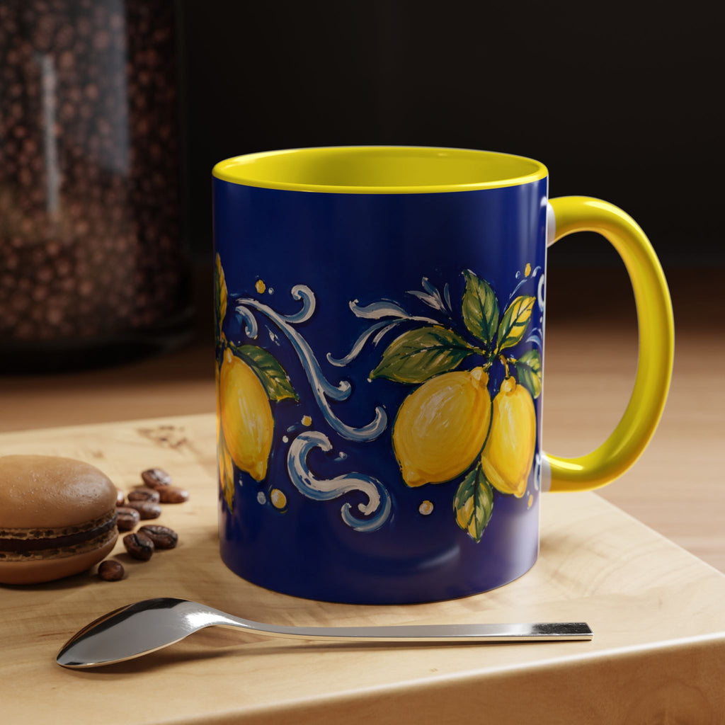 Little Italy Amalfi Blue with Lemon Mug — Blue Ceramic Kitchen Mug (11oz)