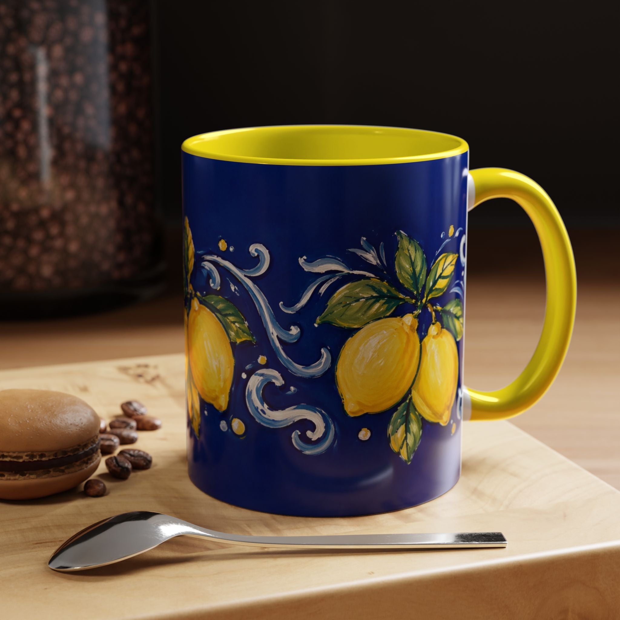 Little Italy Amalfi Blue with Lemon Mug — Blue Ceramic Kitchen Mug (11oz)
