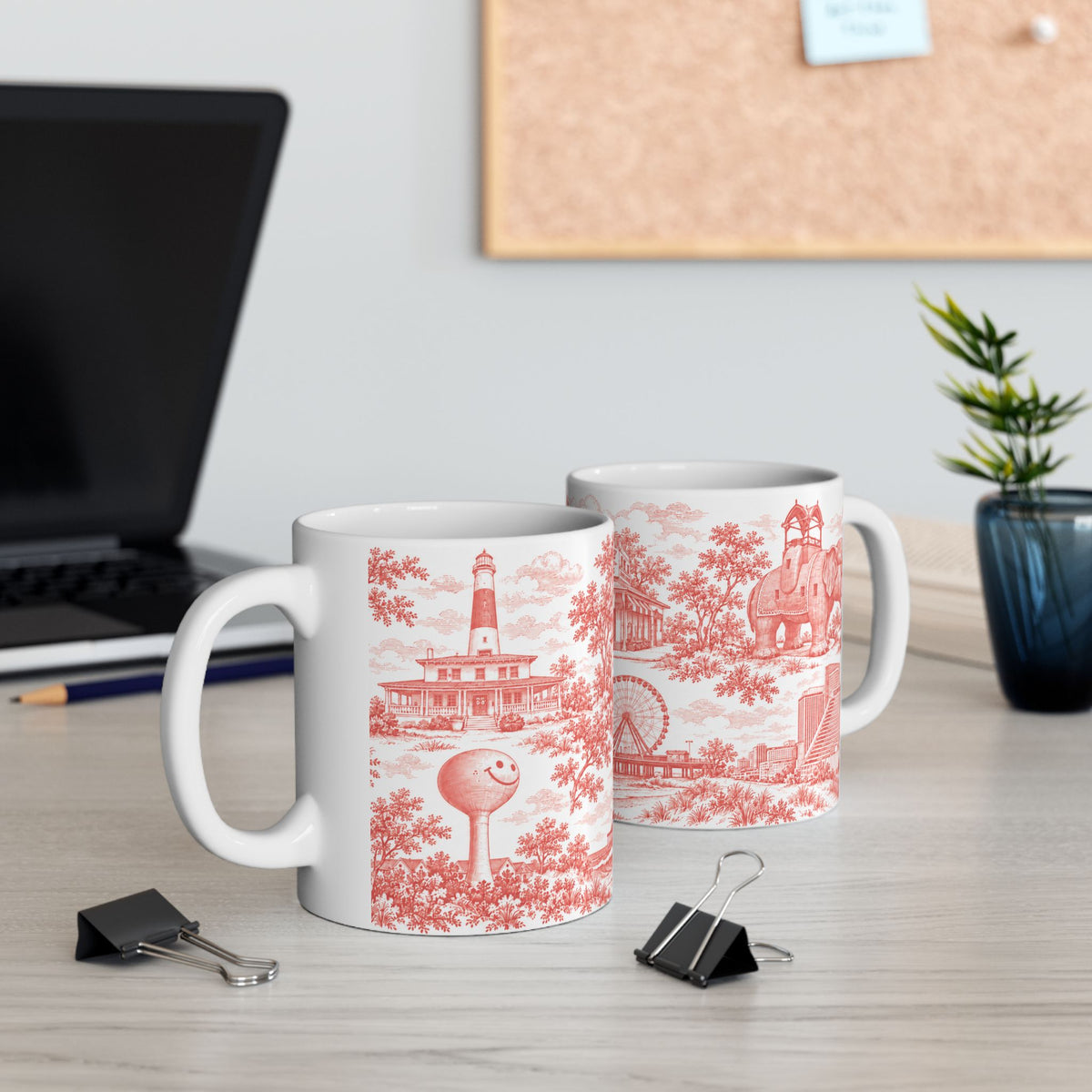 Atlantic City Red Toile de Jouy 11oz Mug