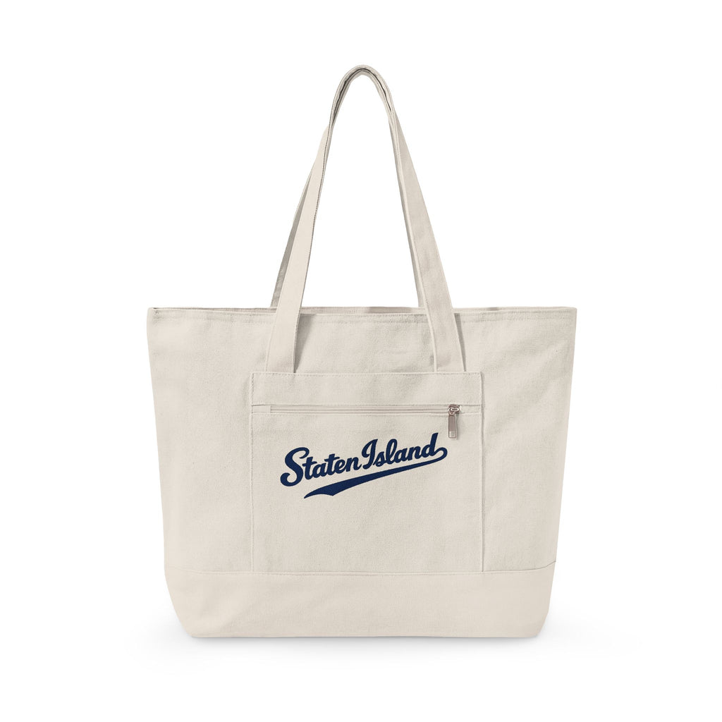 Staten Island Canvas Tote — Zippered Market Bag