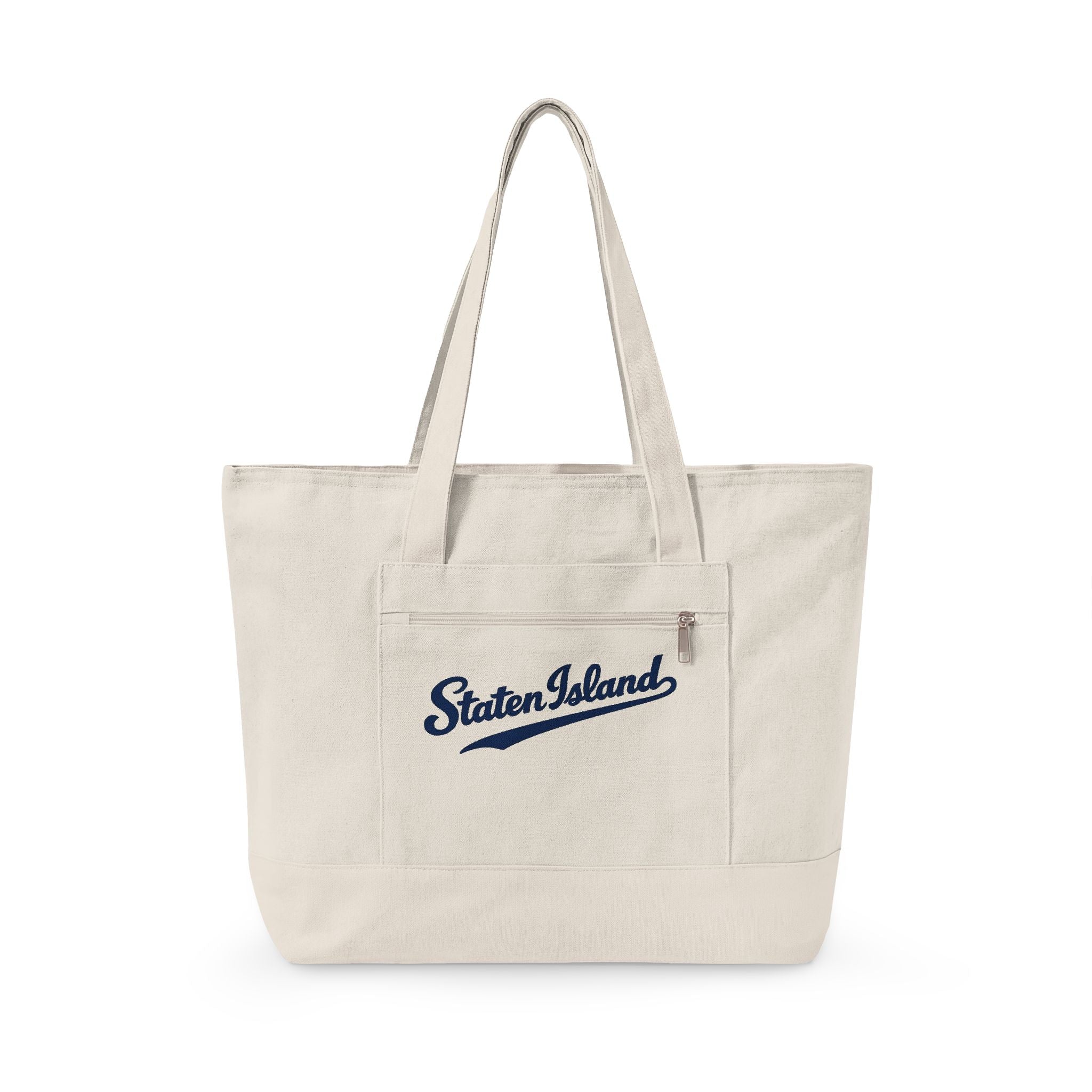 Staten Island Canvas Tote — Zippered Market Bag