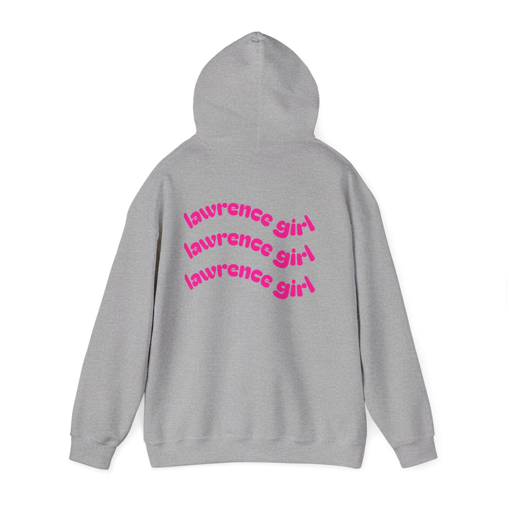 Lawrence Girl Hoodie – Retro Pink Wave Back Print Hooded Sweatshirt