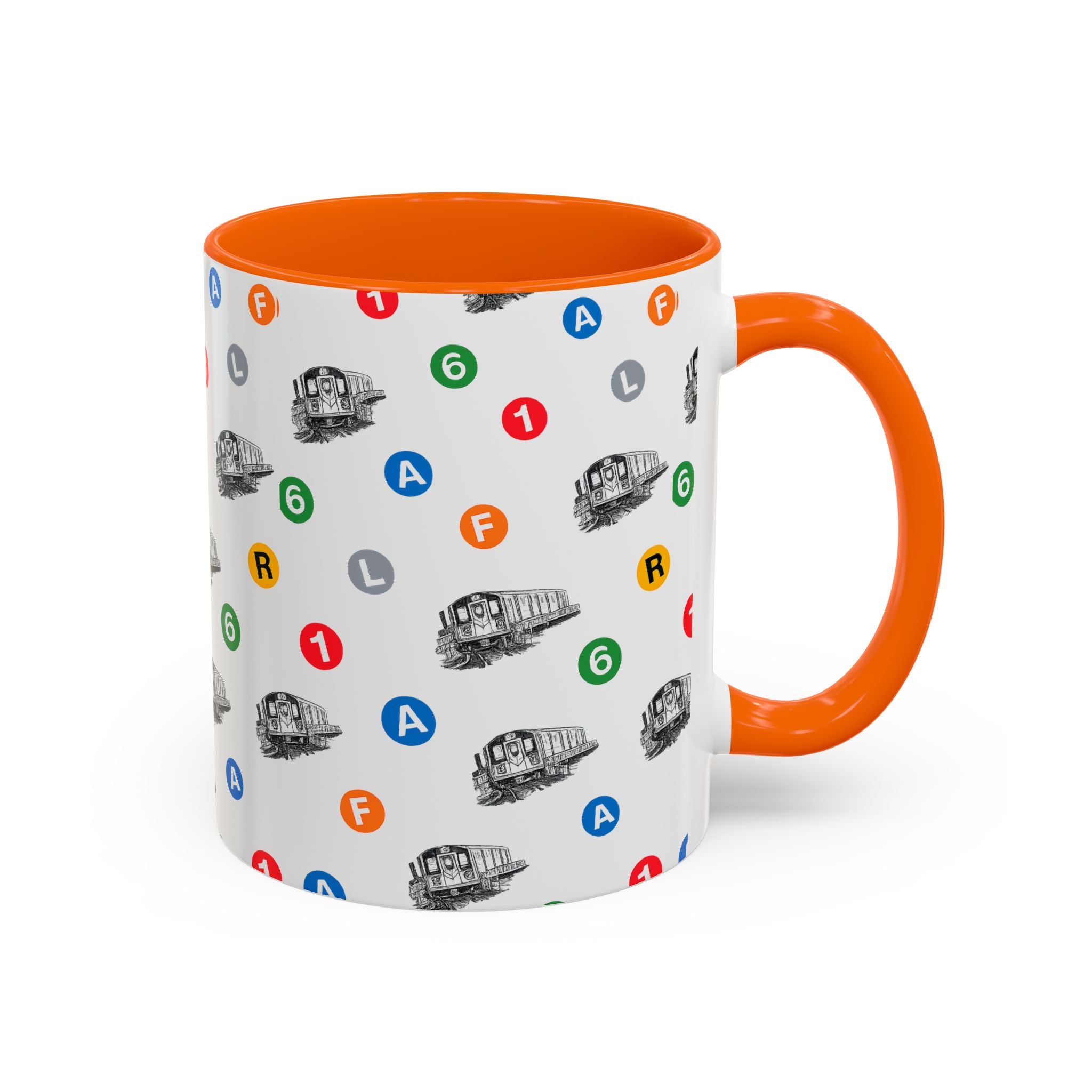 New York Subway Train Transit Icons Mug | NYC Metro Subway Pattern Accent Coffee Tea Mug 11oz