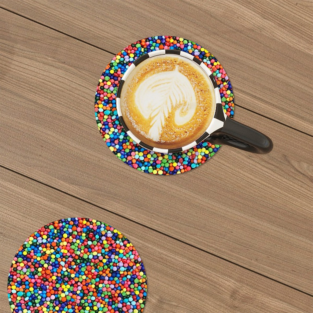 Dot Cake Sprinkles Round Ceramic Coasters Set of Six