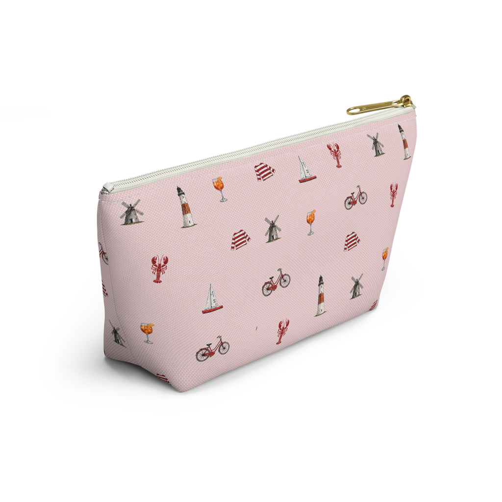 Icons of The Hamptons Pink  Accessory Pouch — T-Bottom Makeup Bag