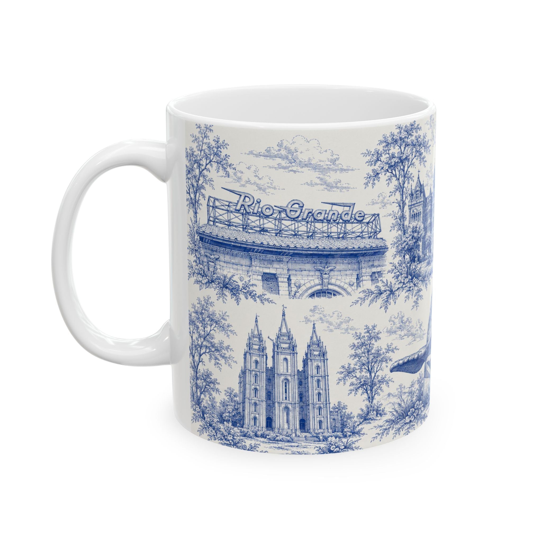 Salt Lake City Blue Toile de Jouy Mug —  Ceramic Coffee Cup (11oz)