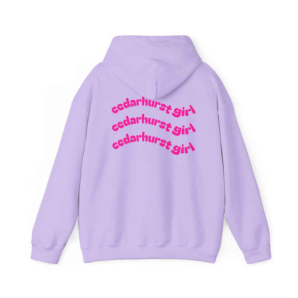 Cedarhurst Girl Hoodie – Retro Pink Wave Back Print Hooded Sweatshirt