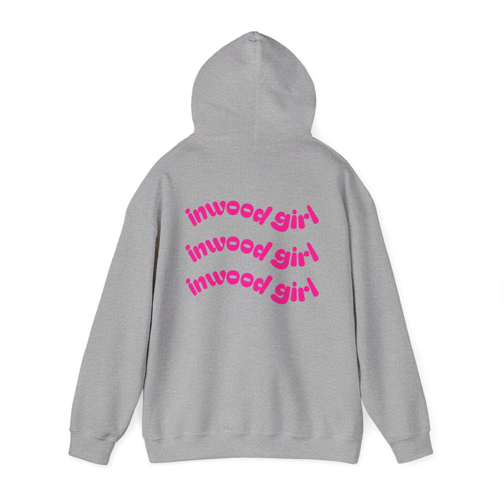 Inwood Girl Hoodie – Retro Pink Wave Back Print Hooded Sweatshirt