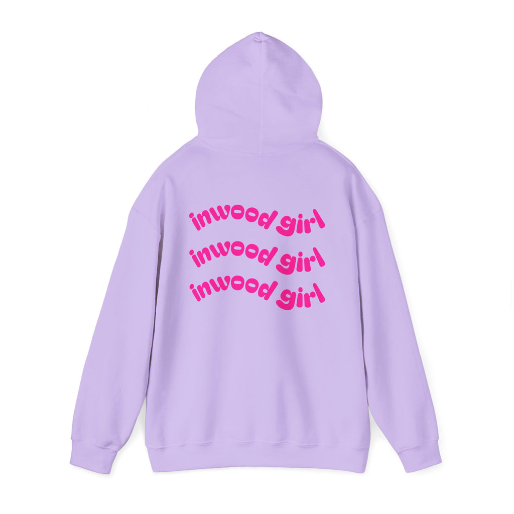 Inwood Girl Hoodie – Retro Pink Wave Back Print Hooded Sweatshirt