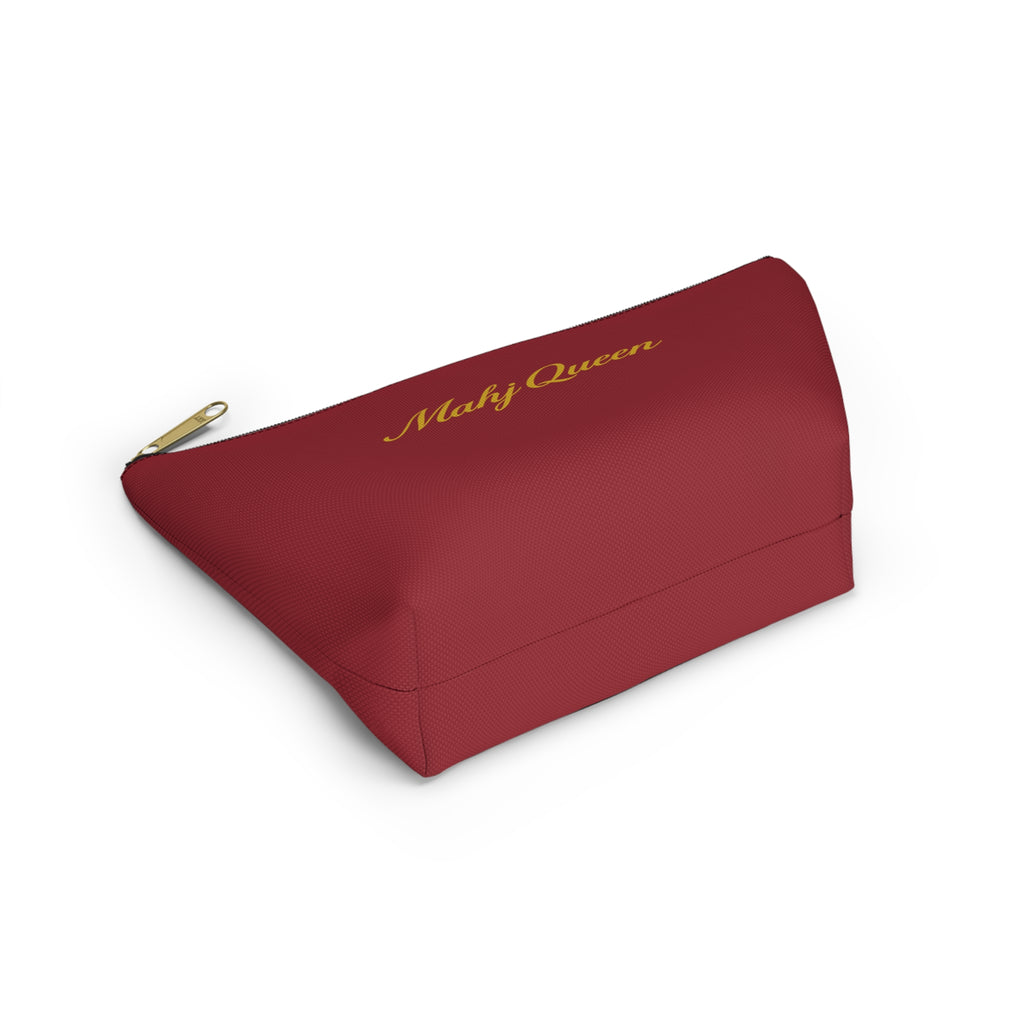 Maroon Mahj Queen Tile Bag  — Red T‑Bottom Makeup & Accessory Pouch