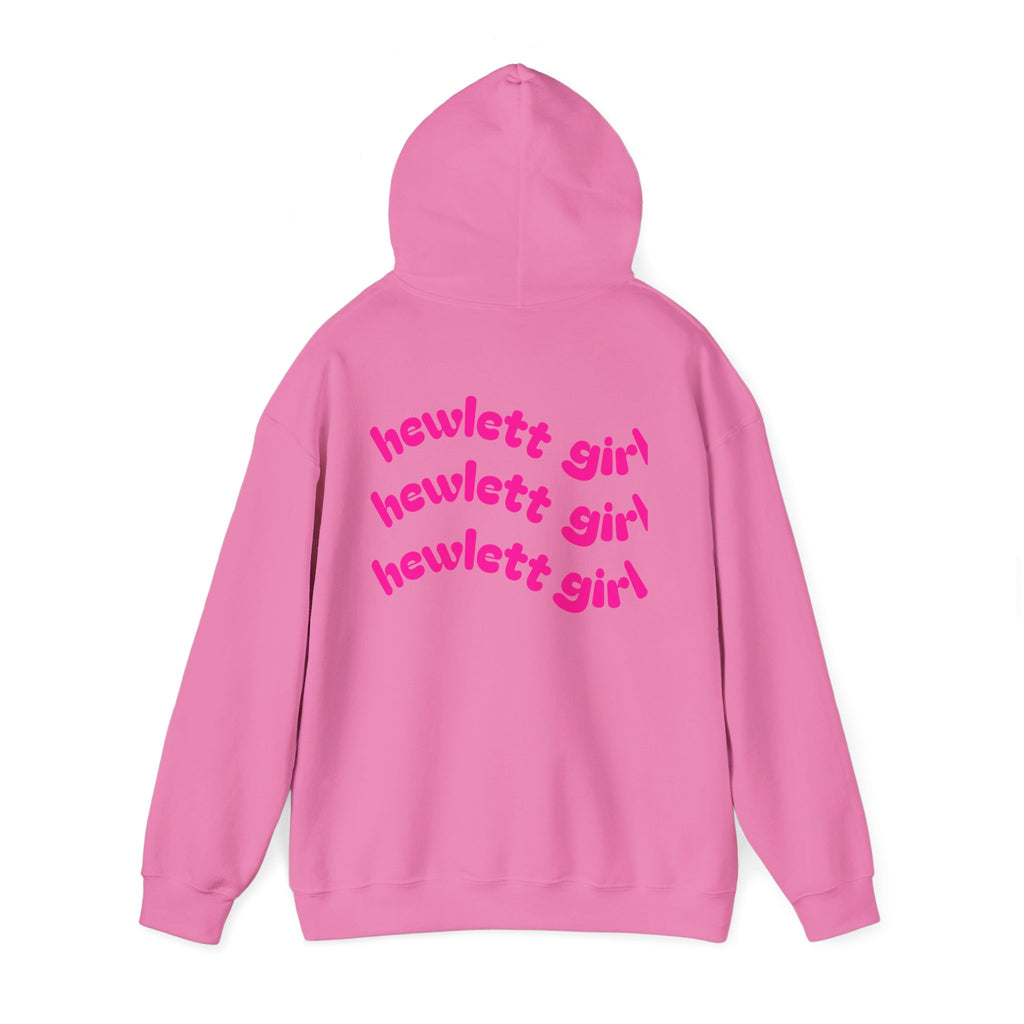 Hewlett Girl Hoodie – Retro Pink Wave Back Print Hooded Sweatshirt