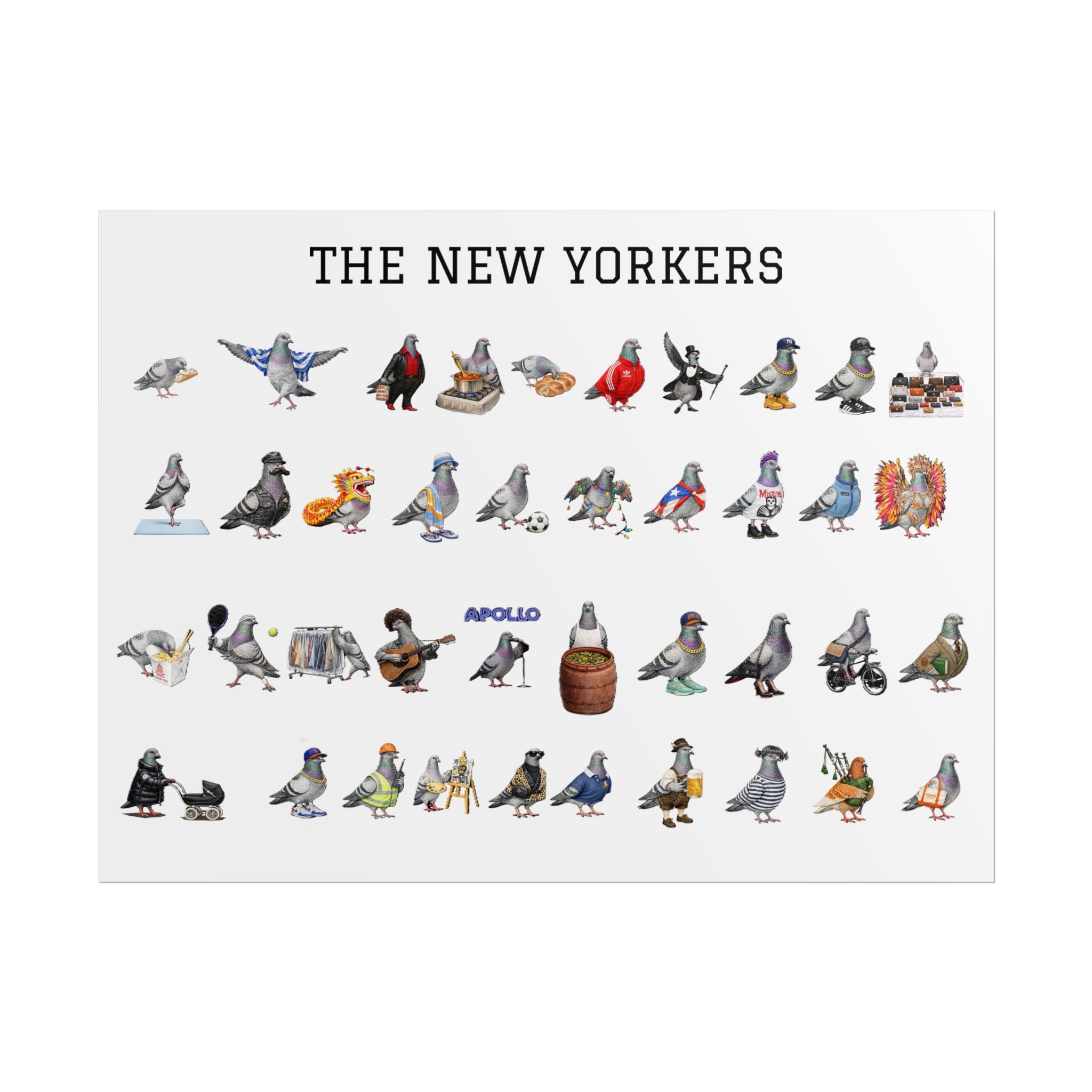 The New Yorkers Neighborhood Pigeons Rolled Poster | NYC Pigeon Gift for Bird Lovers