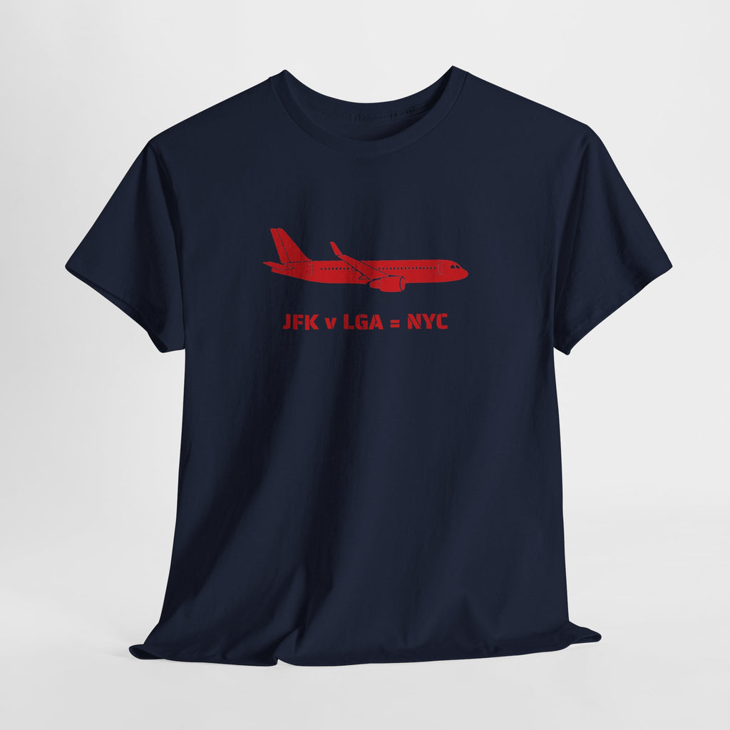 Travel Day NYC Airport Comfy Flight Tee — "JFK v LGA = NYC" Travel Math Airplane T-Shirt
