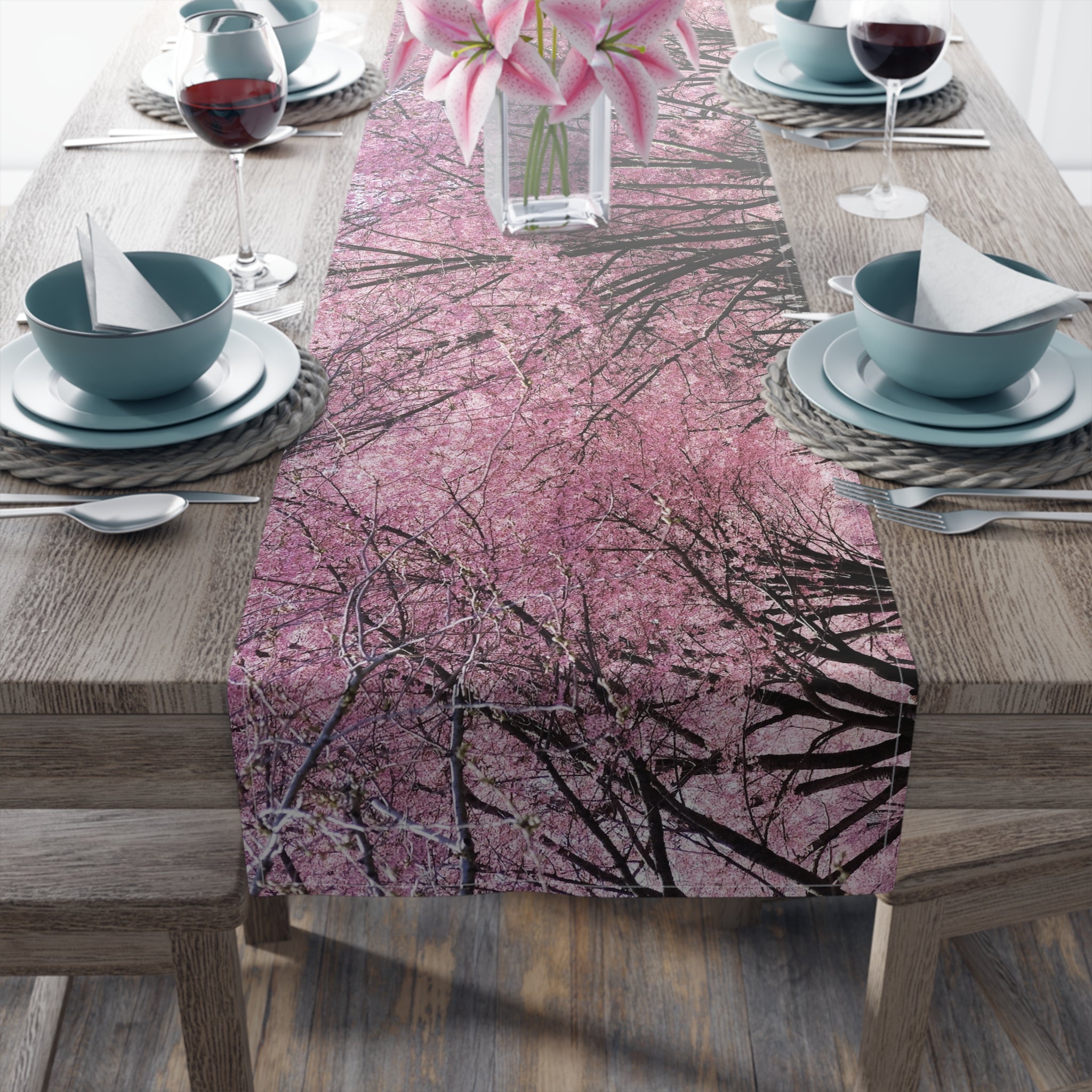 Flushing Meadows Corona Park Cherry Blossoms Table Runner — Queens Flowers Dining Table Decor