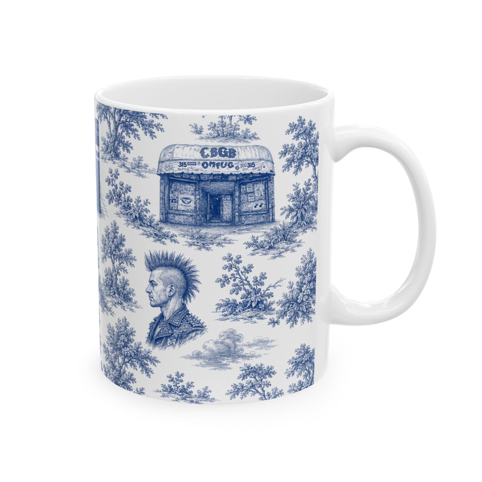 East Village Blue Toile de Jouy Mug | NYC Chinoiserie Ceramic Mug