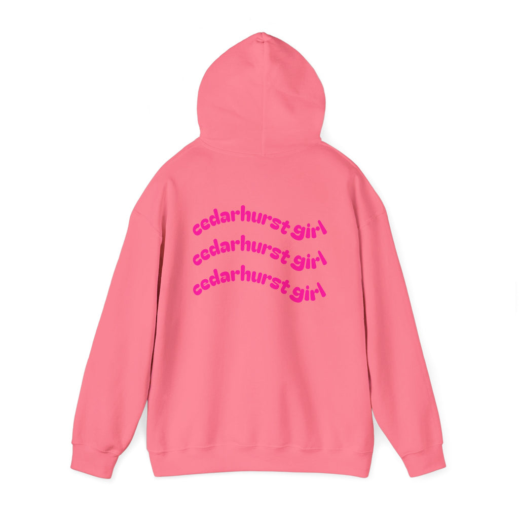 Cedarhurst Girl Hoodie – Retro Pink Wave Back Print Hooded Sweatshirt