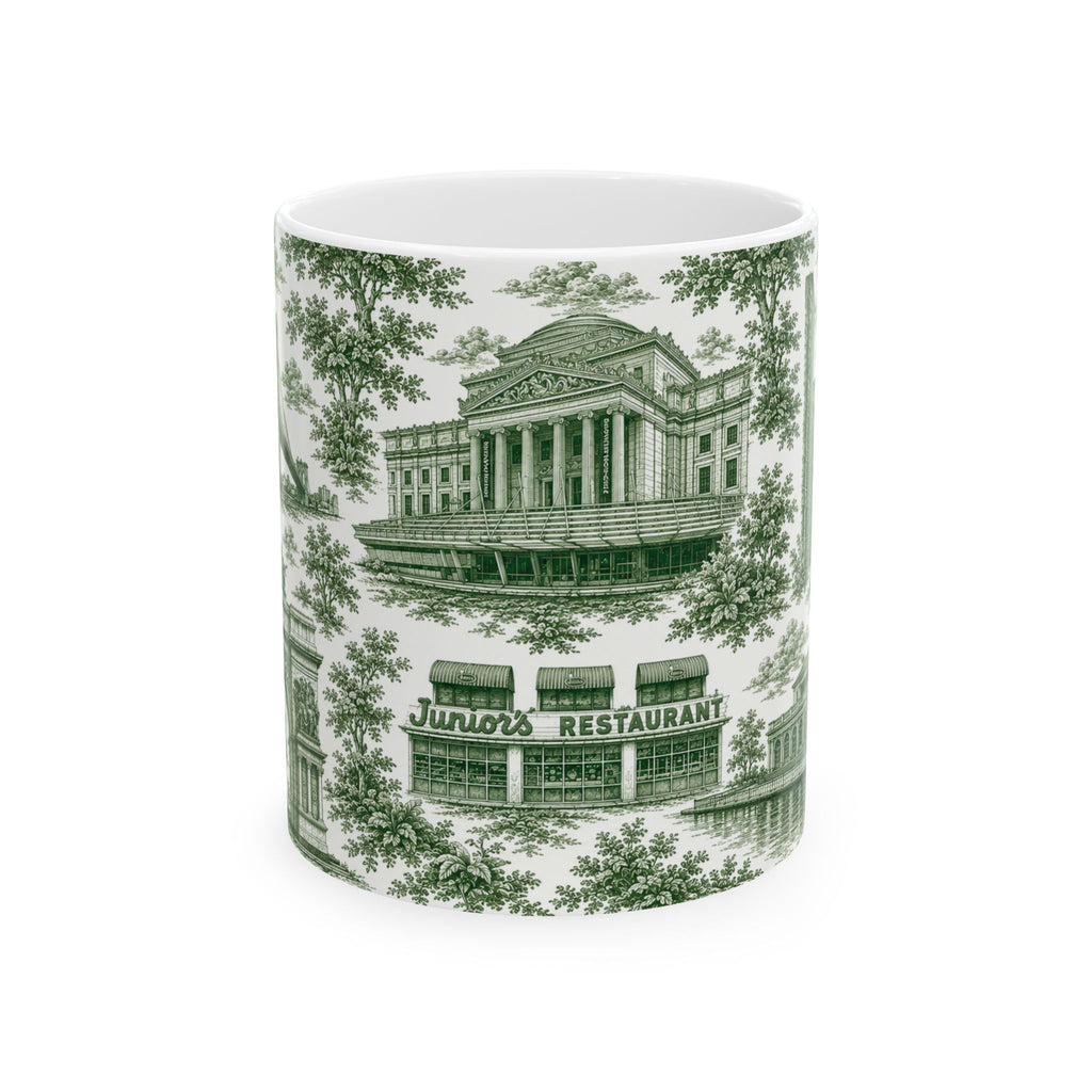 Brooklyn Green Toile de Jouy Mug | NYC Chinoiserie Ceramic Mug