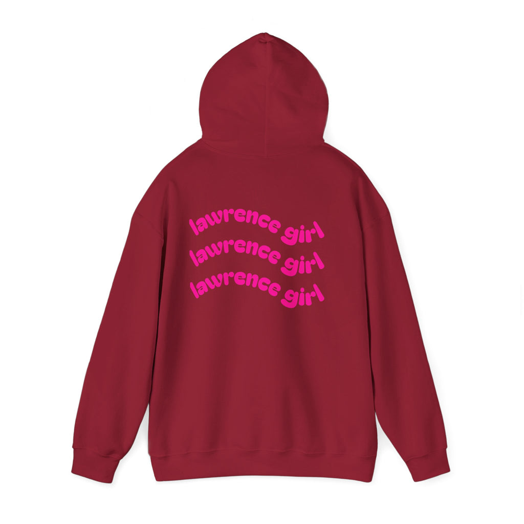 Lawrence Girl Hoodie – Retro Pink Wave Back Print Hooded Sweatshirt