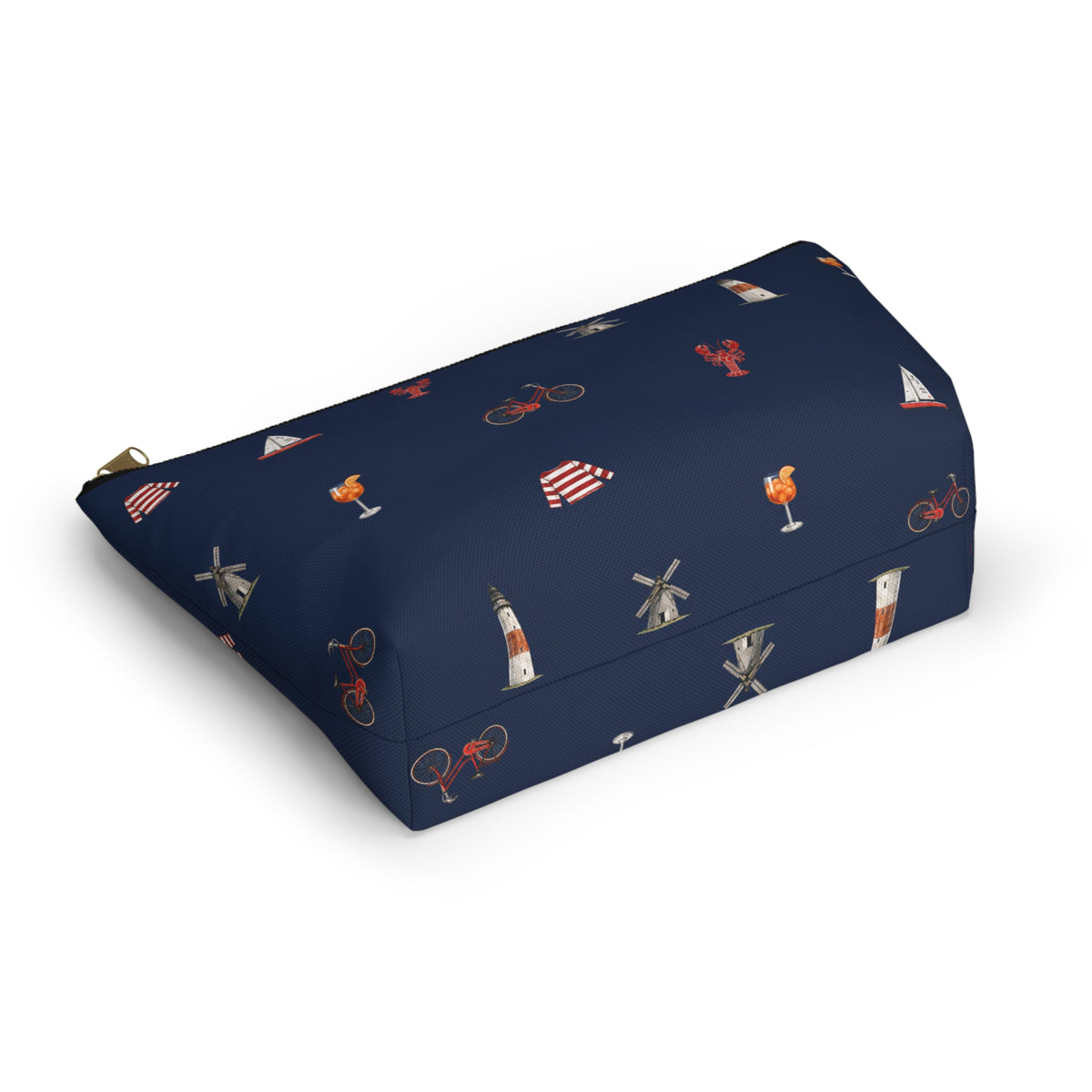 Icons of The Hamptons Large Navy Blue Pouch — T-Bottom Makeup & Travel Organizer