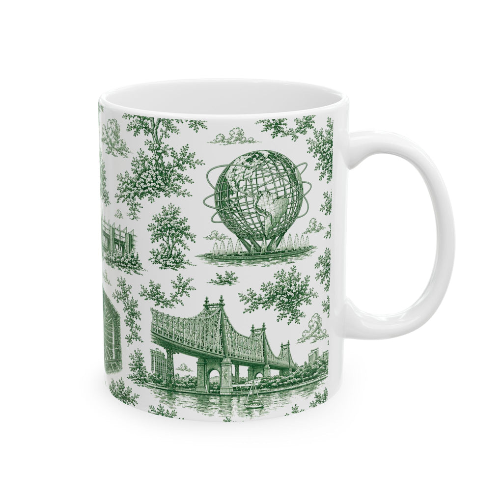 Queens Green Toile de Jouy Mug | Chinoiserie Ceramic Coffee Cup