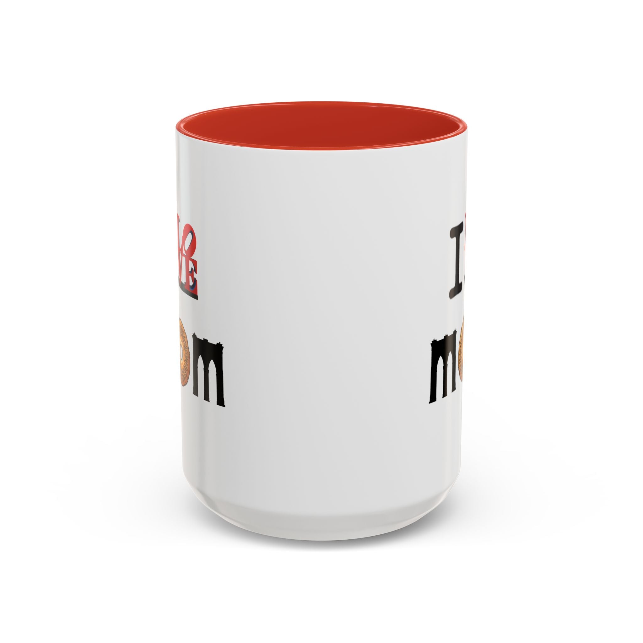 I Love NY Mom Mug | I Love Mom Mother's Day Bagel Brooklyn Bridge Accent Coffee Mug 11oz