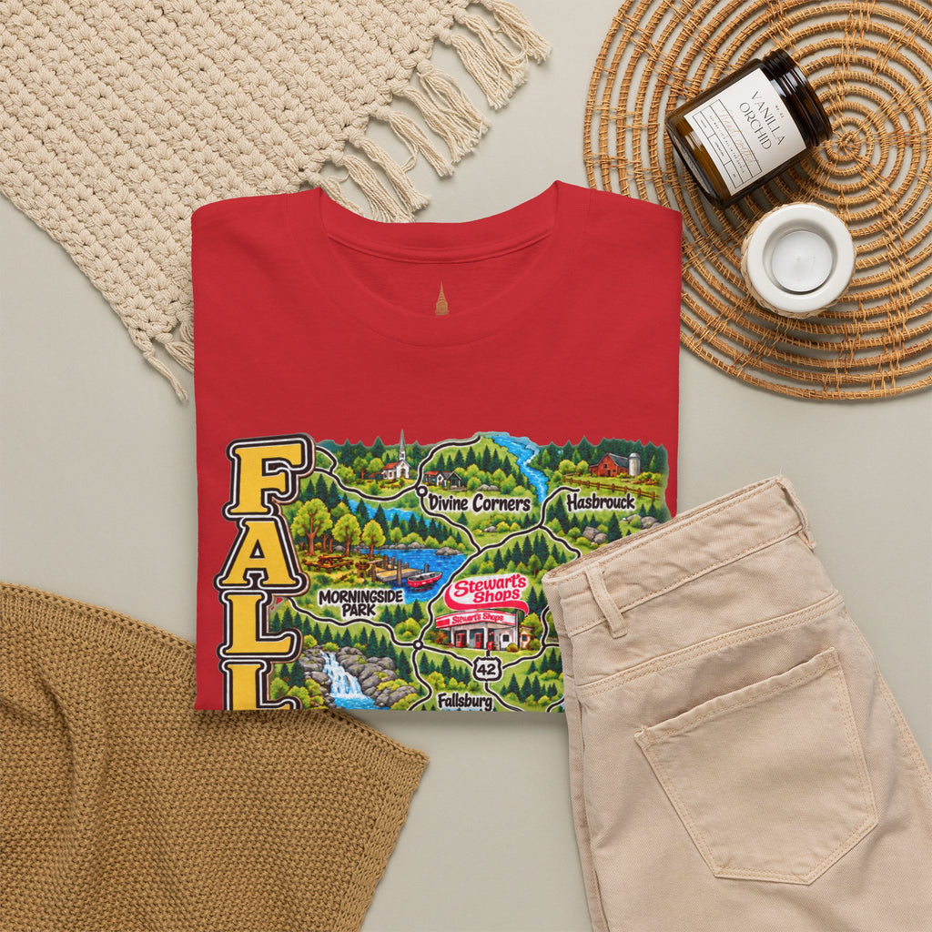 Fallsburg, NY Map T-Shirt  Catskills Upstate New York Tee