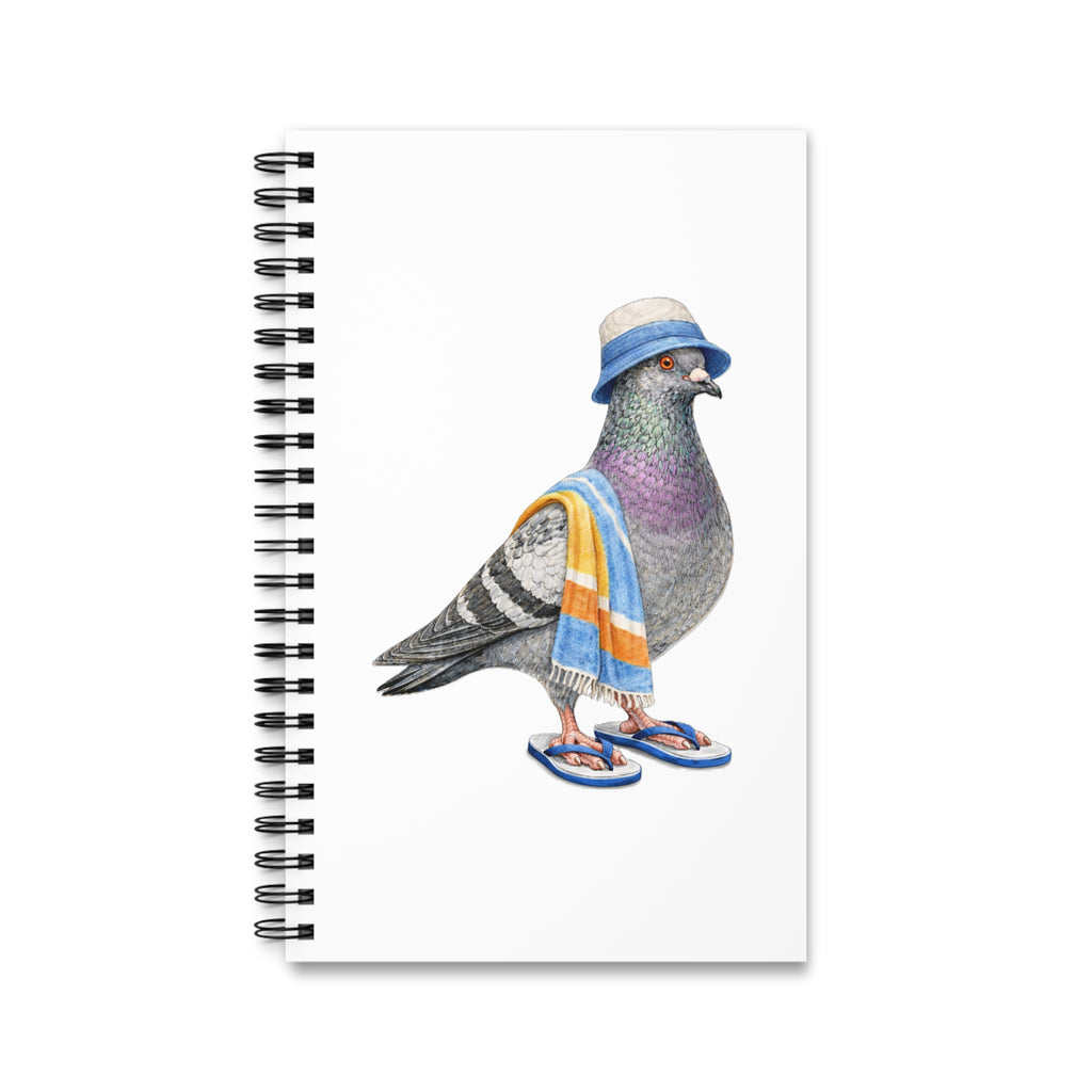Customizable Coney Island NYC Pigeon Spiral Journal | Brooklyn Beach Bum Bird Lovers Notebook